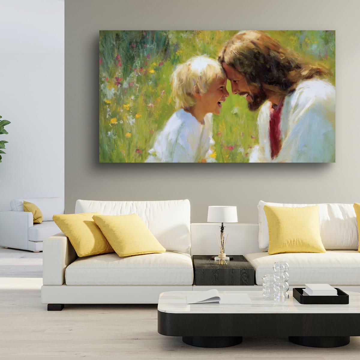 Jesus Christ Art – Blessed Children Painting | Christian Wall Decor, Spiritual Home Decoration
