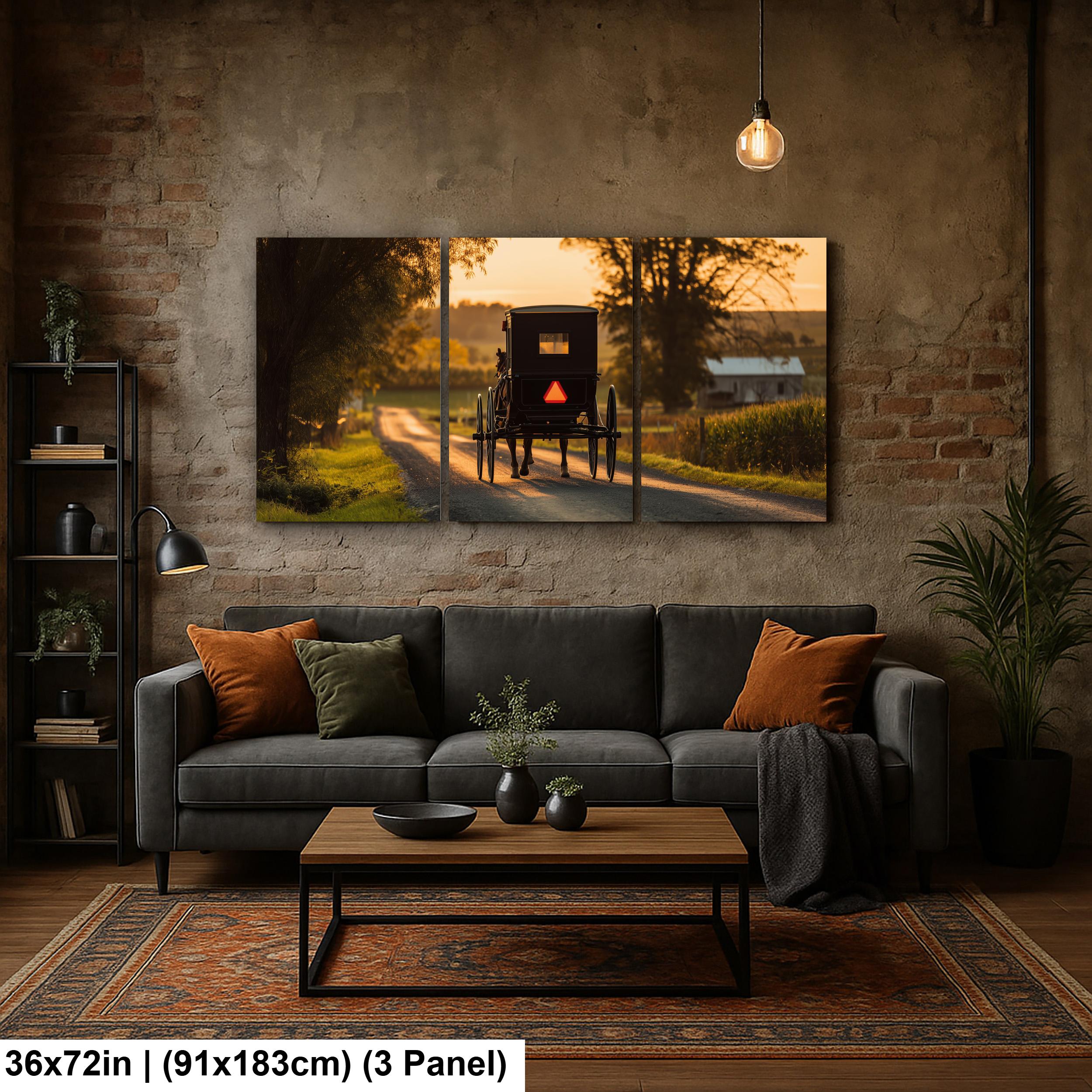 Americana Art Print – Amish Buggy Art | Rustic Country Home Decor Sunset
