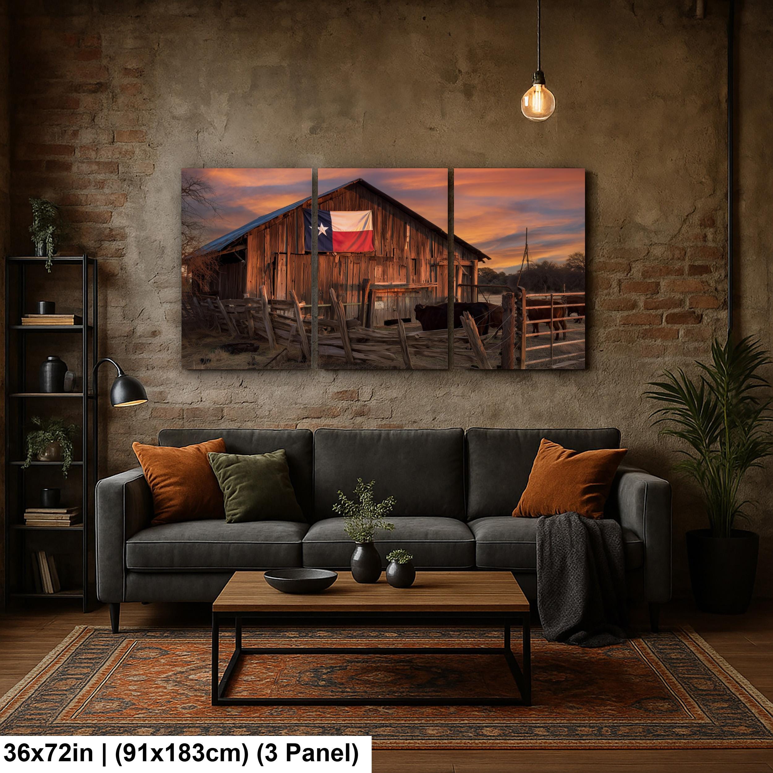 Rustic Texas Barn | Western Home Decor - Sun Bleached Wood & Texas Flag Art