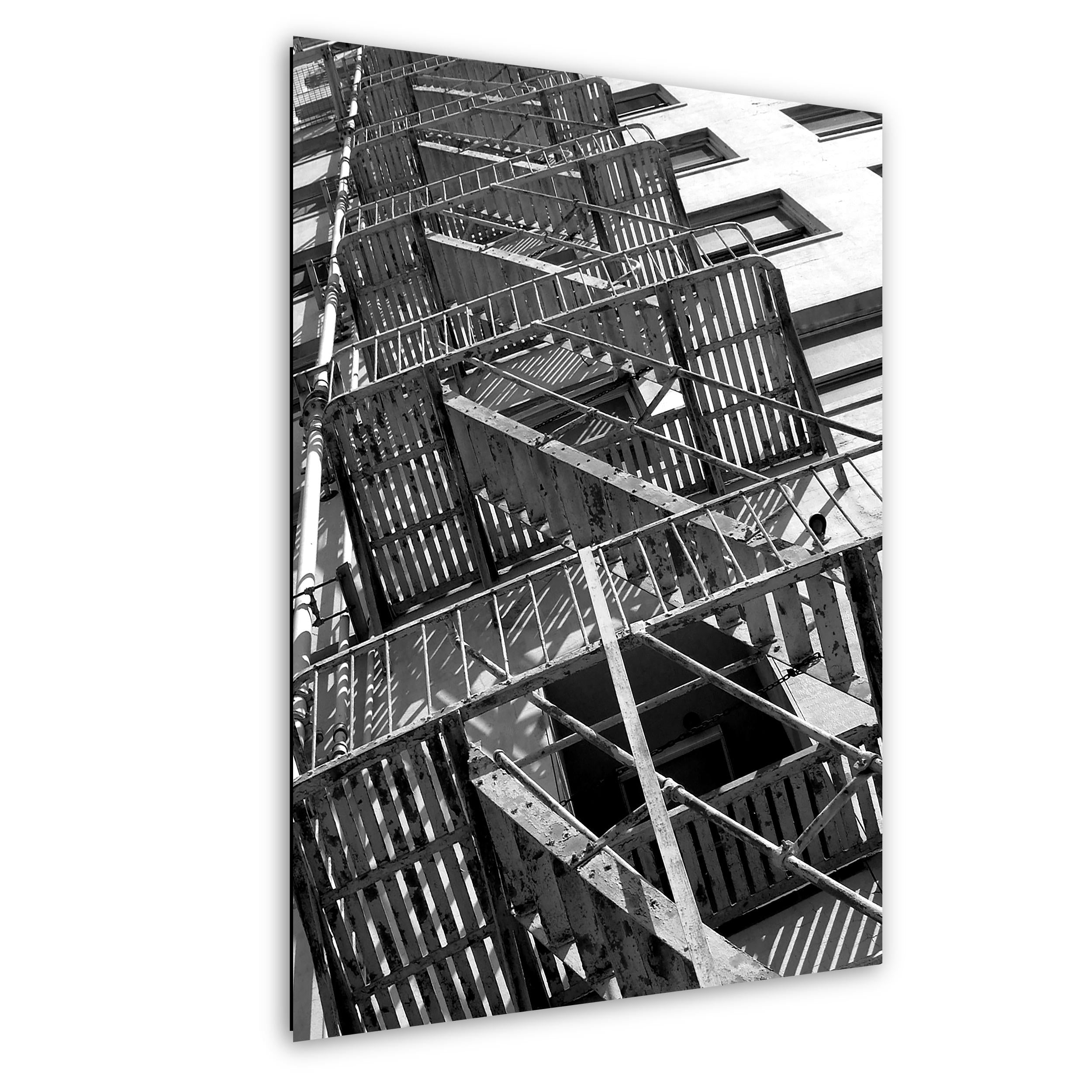NYC Fire Escape Photo - Urban Cityscape Art | Moody Industrial Wall Decor Print