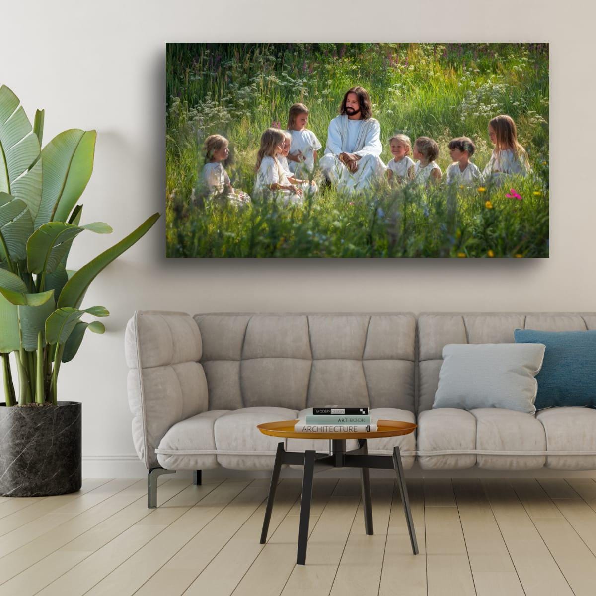 Christian Art Wall Decor – Jesus and Children Art | Blessed Little Children Painting
