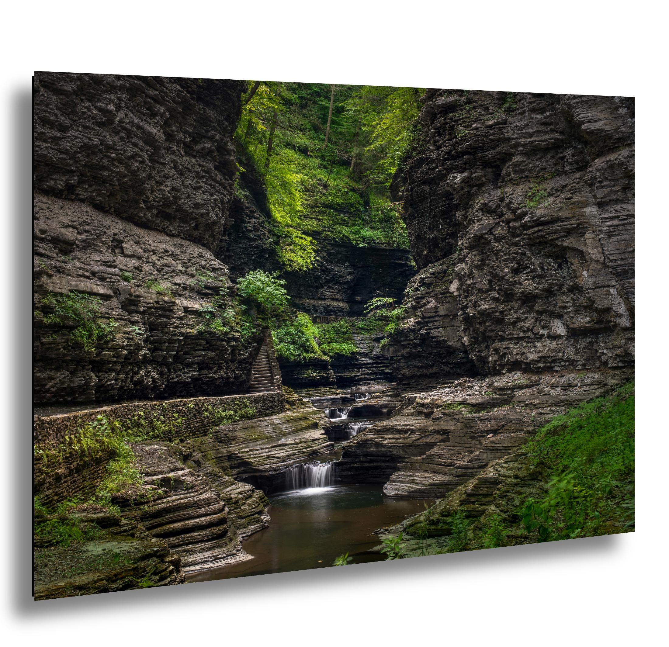 Waterfall Wall Art – Watkins Glen Scenic Nature Photo Print | Modern Landscape Decor