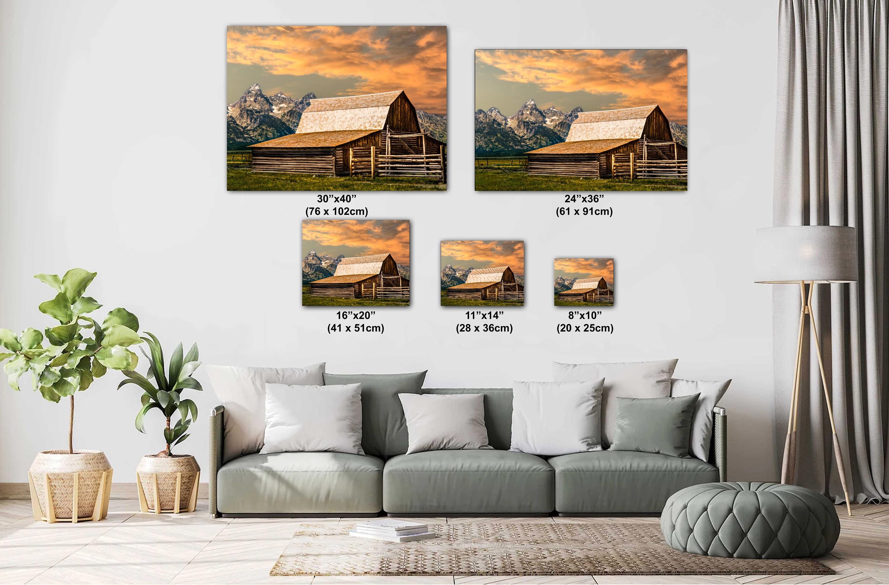 Moulton Barn Print - Grand Teton Landscape Art | Wyoming Rustic Cabin Decor