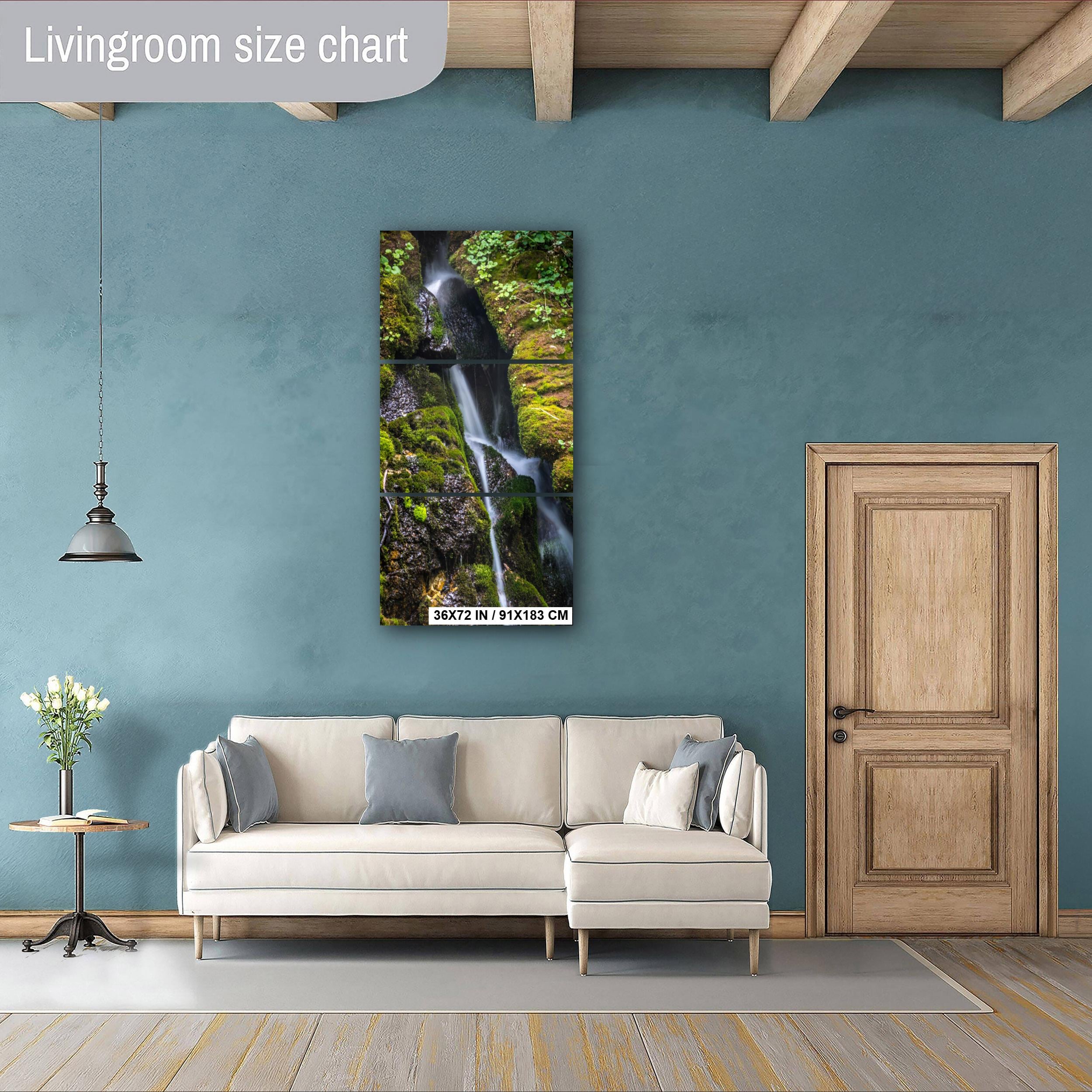 Sawtooth Mountains Waterfall Print – Scenic Mountain Waterfall Art for Rustic Cabin Wall