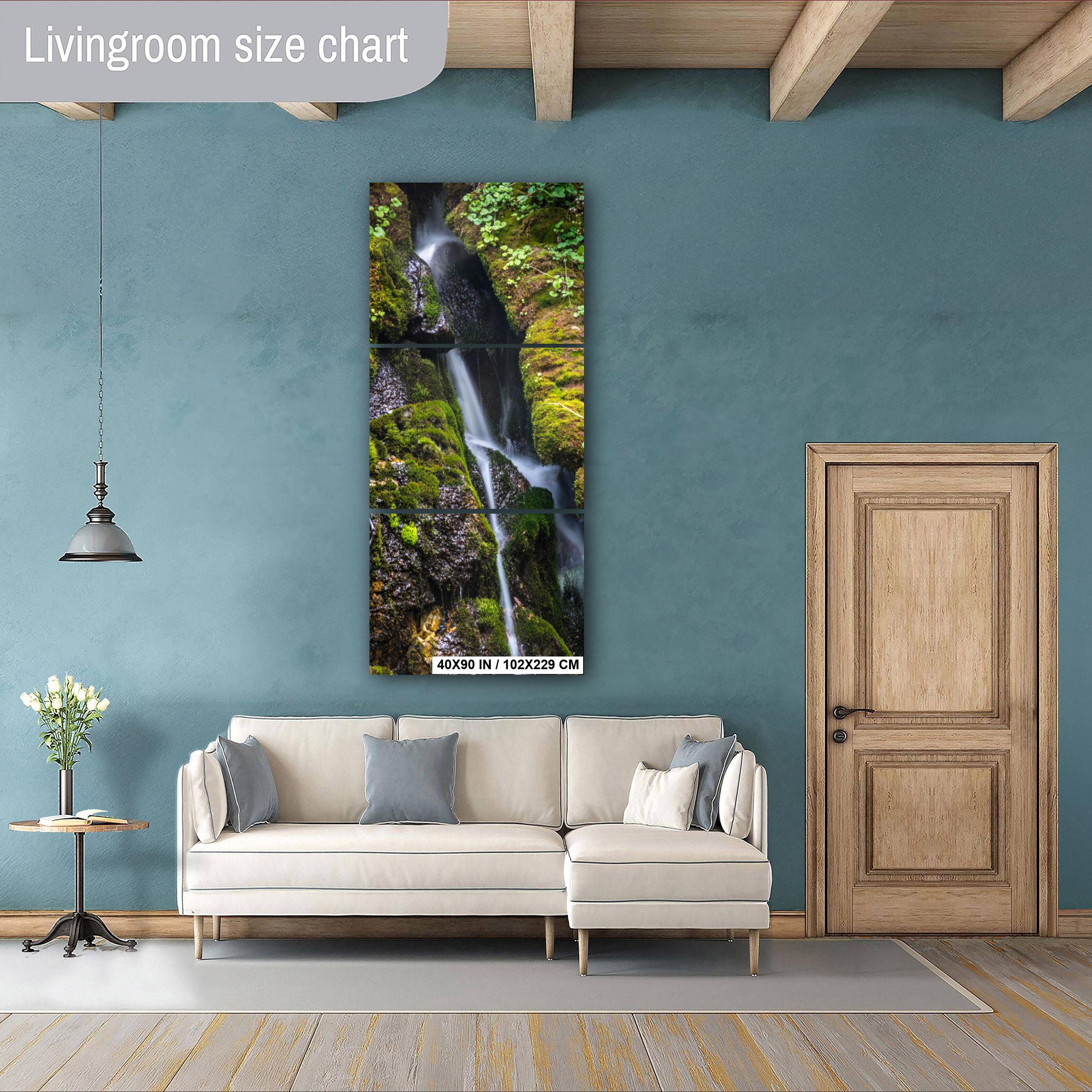 Sawtooth Mountains Waterfall Print – Scenic Mountain Waterfall Art for Rustic Cabin Wall