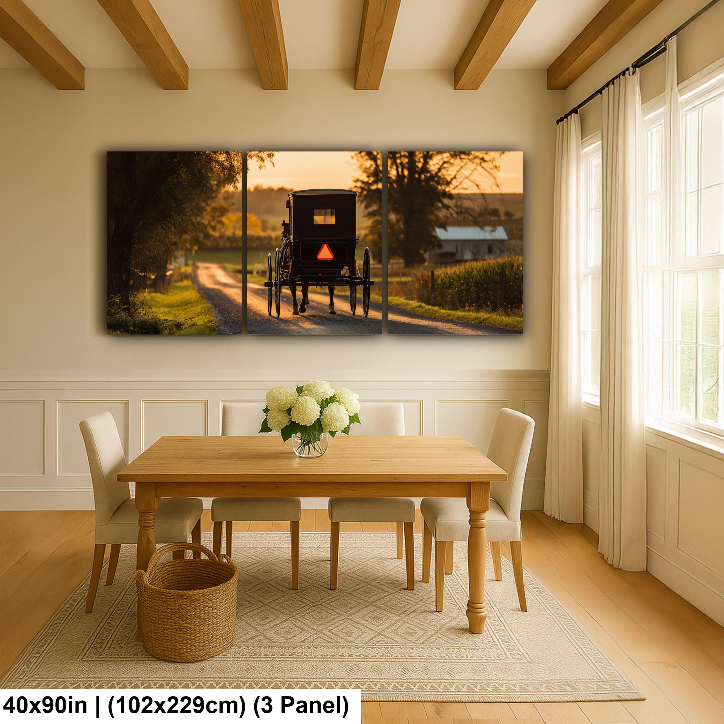 Americana Art Print – Amish Buggy Art | Rustic Country Home Decor Sunset