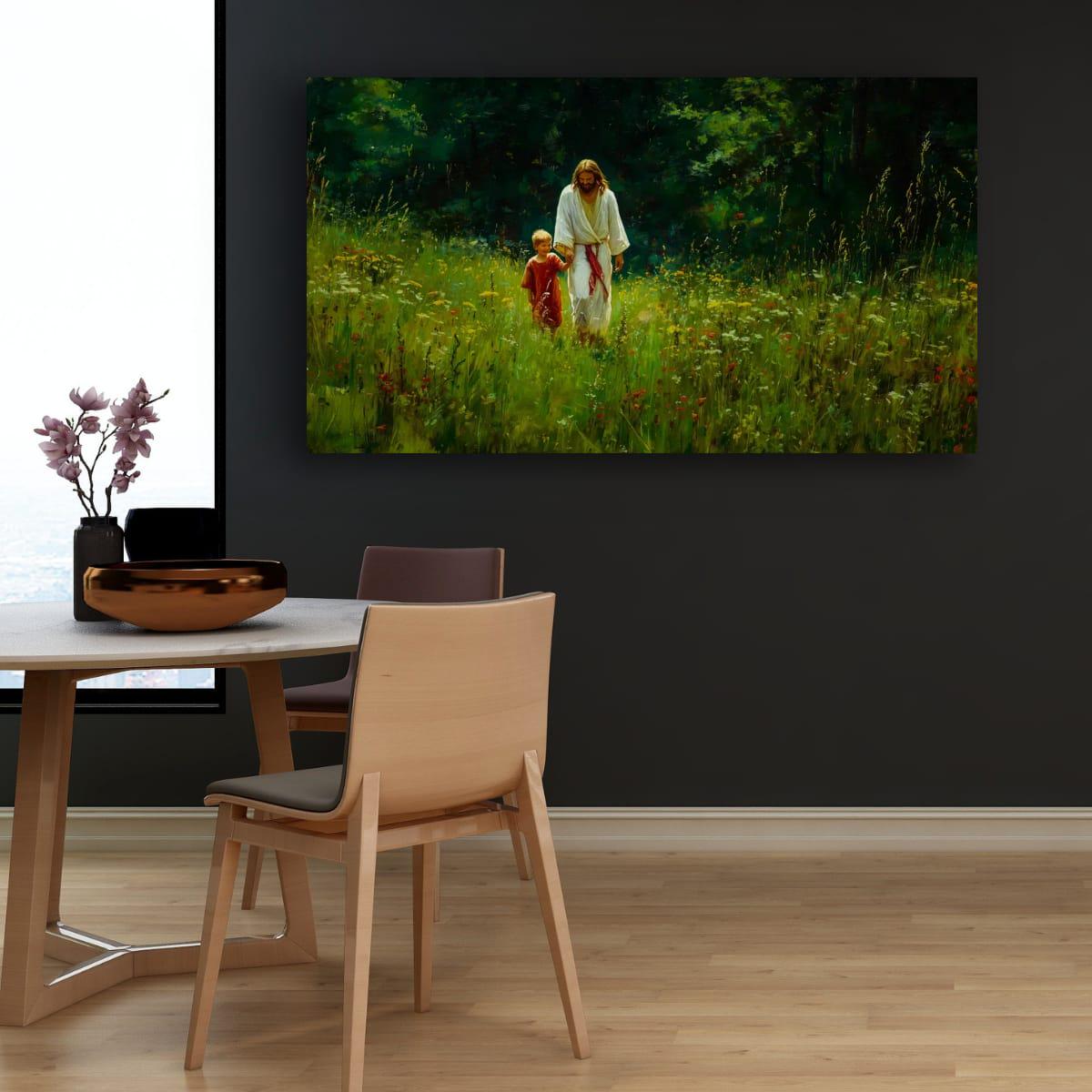 Christian Religious Art – Jesus and Child Painting | Blessed Children Wall Decor