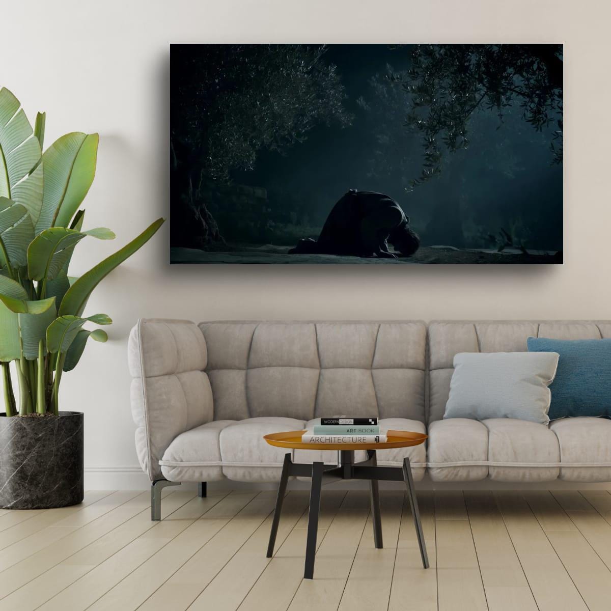 Christian Religious Wall Art: Soft Pastel Jesus Christ Decor with Eternal Atonement and Peace