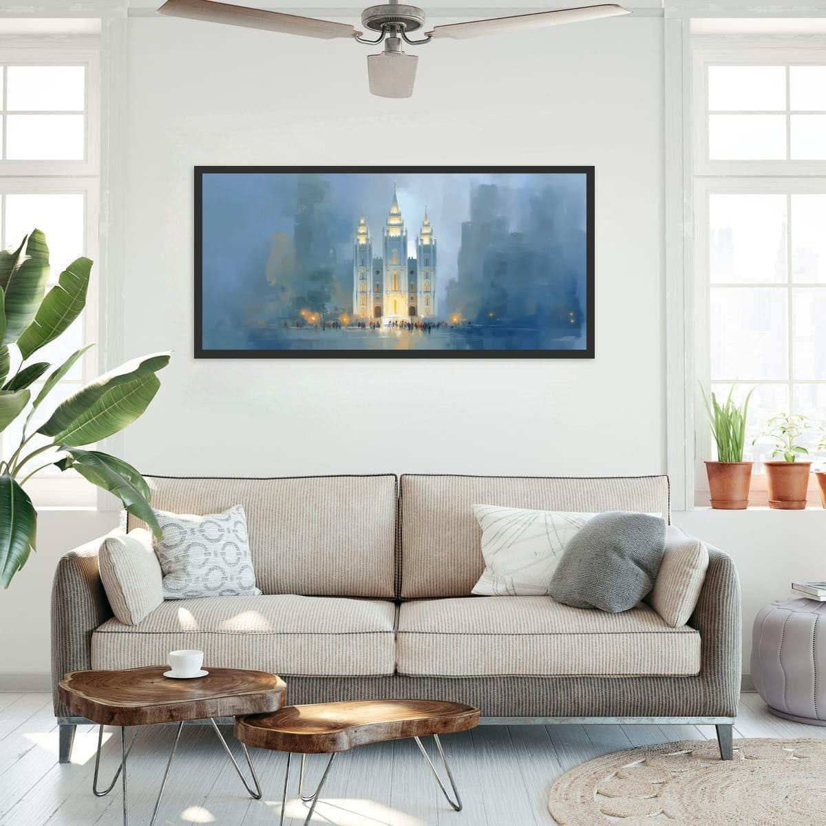 Salt Lake Temple Painting – Textured Religious Canvas for Mormon Home Decor