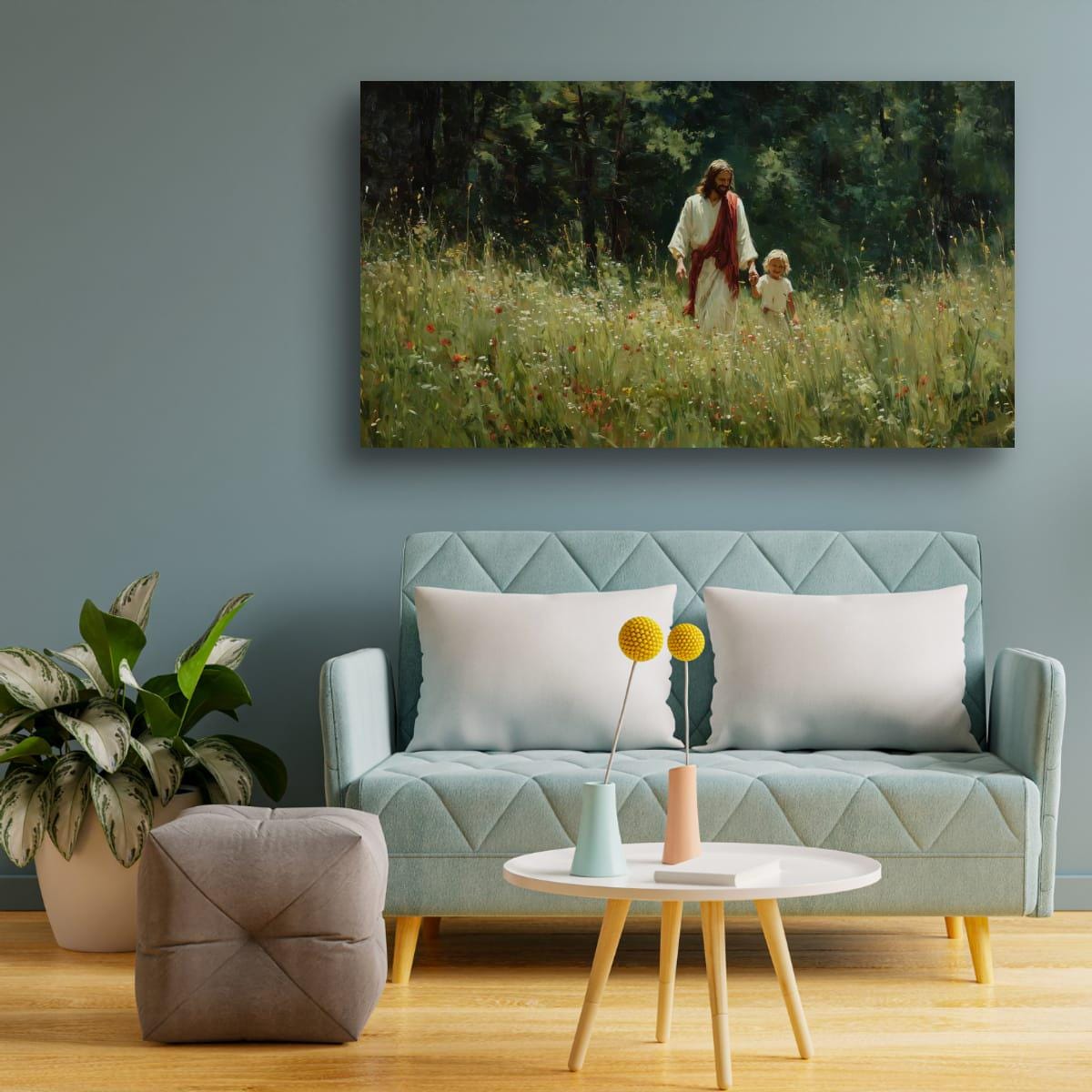 Christian Religious Wall Art – Jesus and Child Painting | Blessed Children Art Print