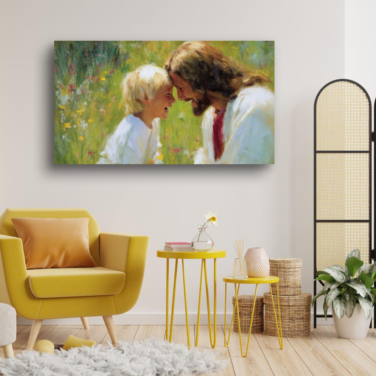 Jesus Christ Art – Blessed Children Painting | Christian Wall Decor, Spiritual Home Decoration