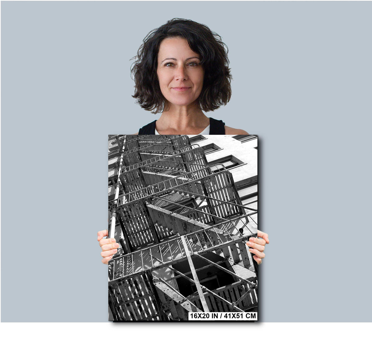 NYC Fire Escape Photo - Urban Cityscape Art | Moody Industrial Wall Decor Print