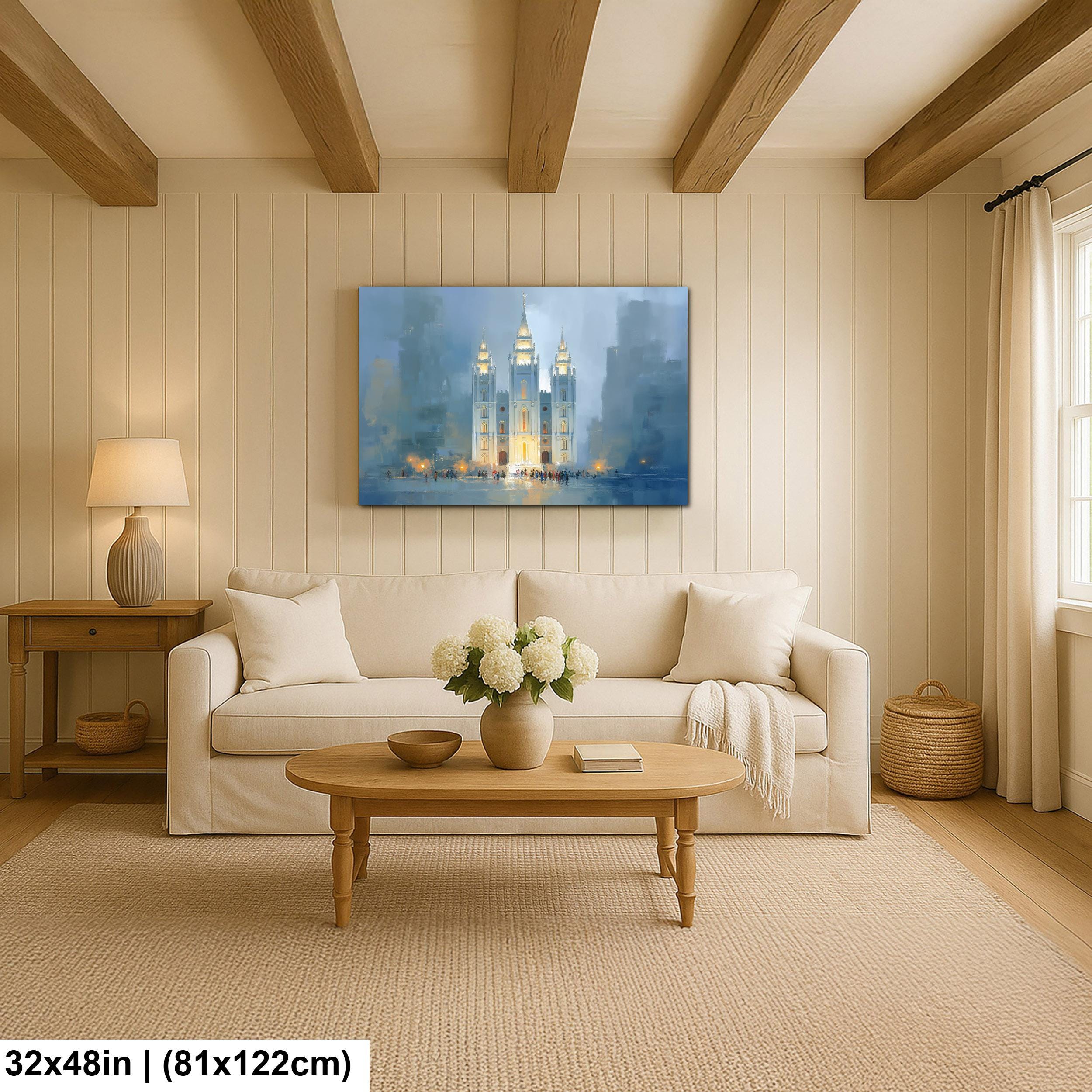 Salt Lake Temple Painting – Textured Religious Canvas for Mormon Home Decor
