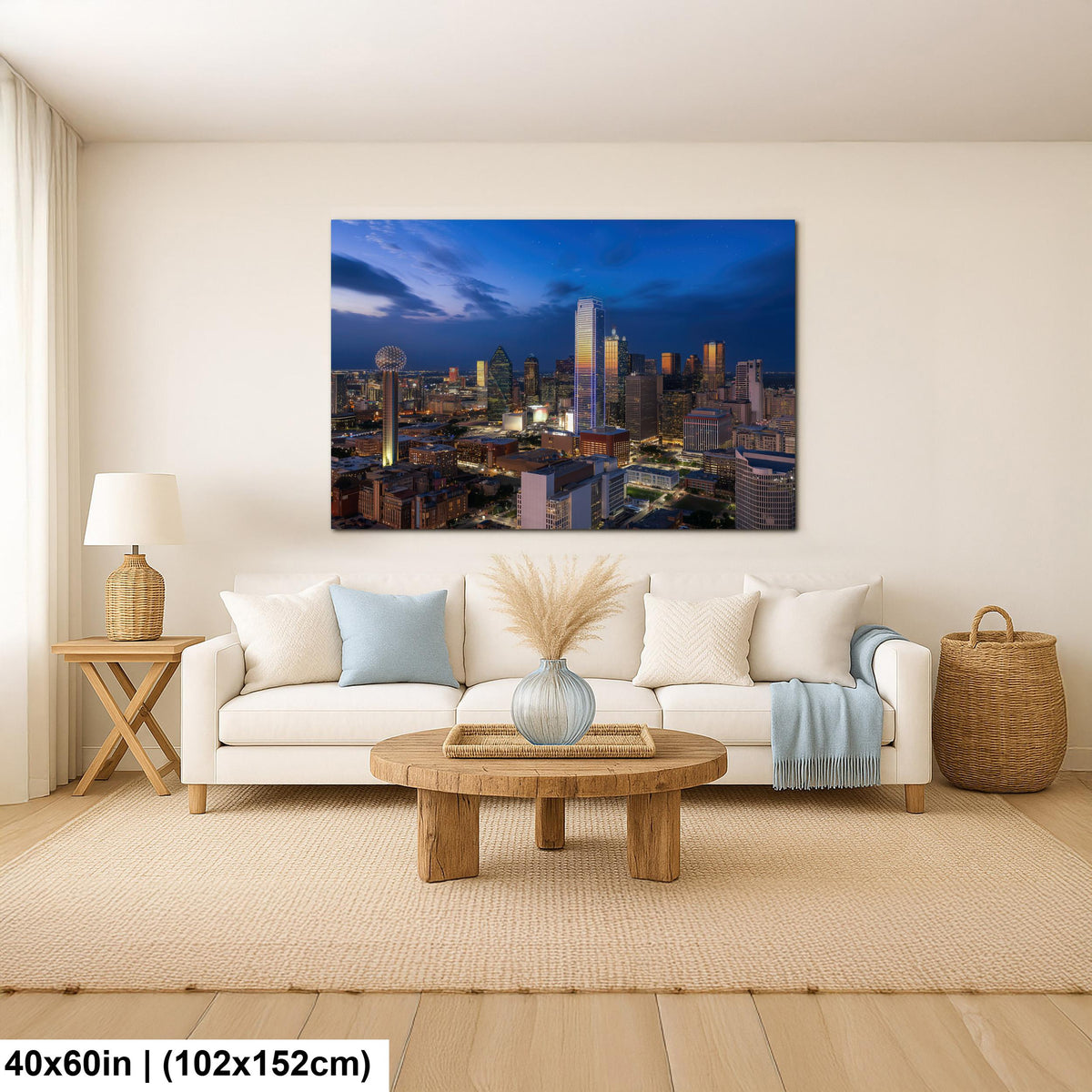 Dallas Skyline Art Print - Dynamic Urban Night Scene | Blue Hour Cityscape Wall Art