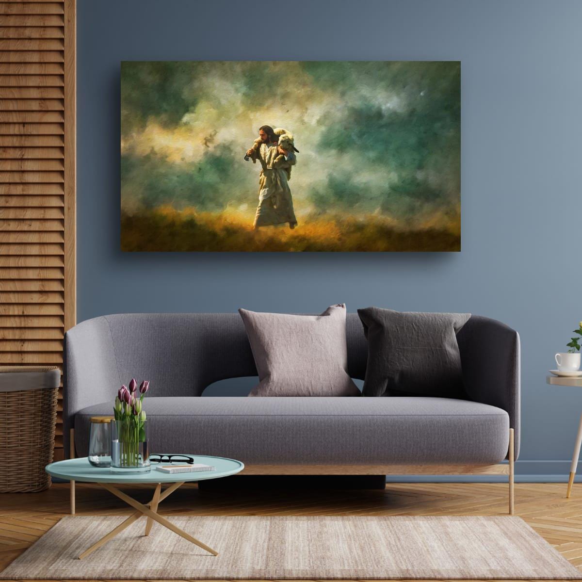 Christian Art Print – Jesus and Lamb Religious Wall Decor | Faith Inspired Art