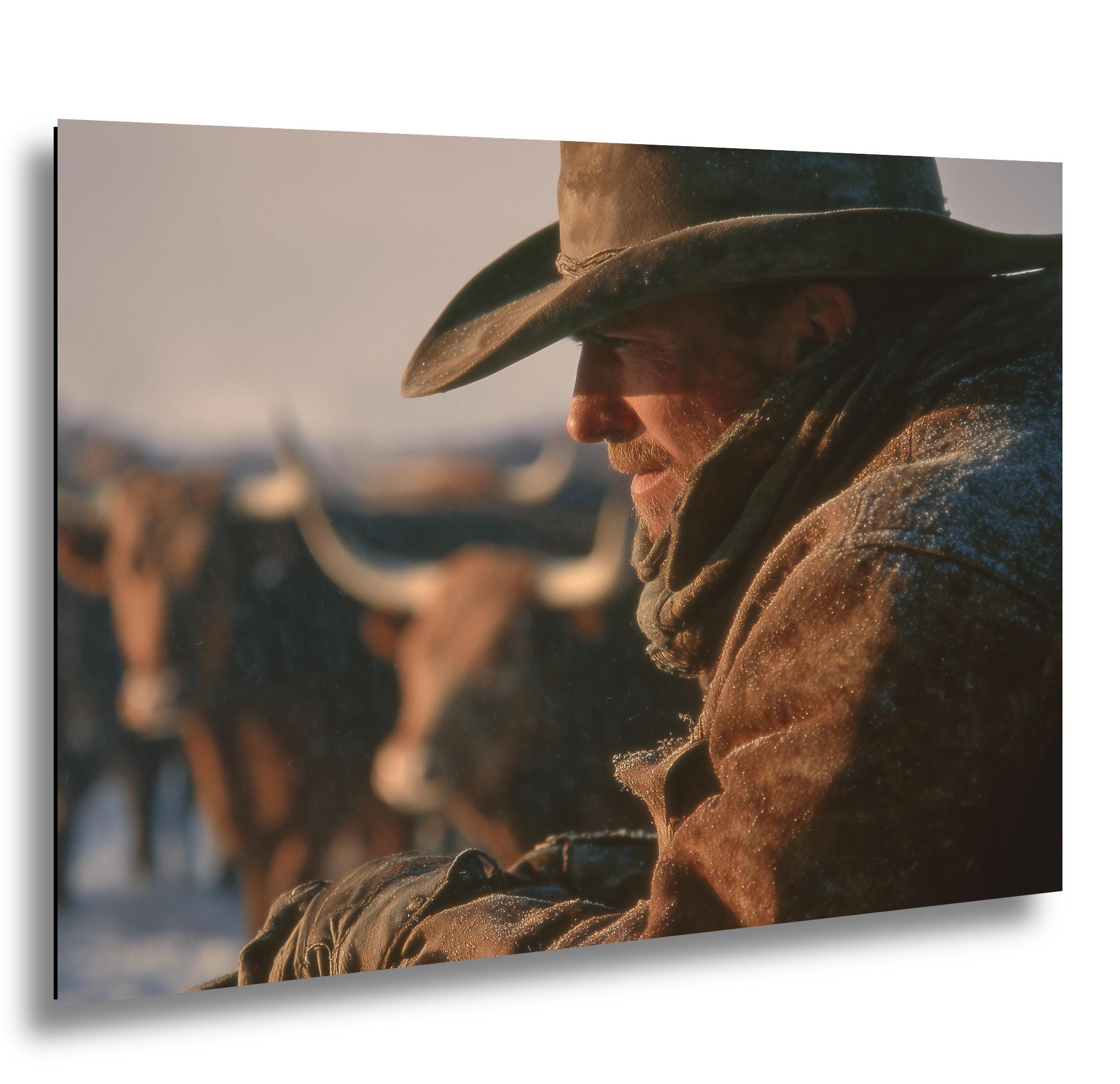 Cowboy Art Print – Rustic Texas Cattle | Western Ranch Wall Art Poster