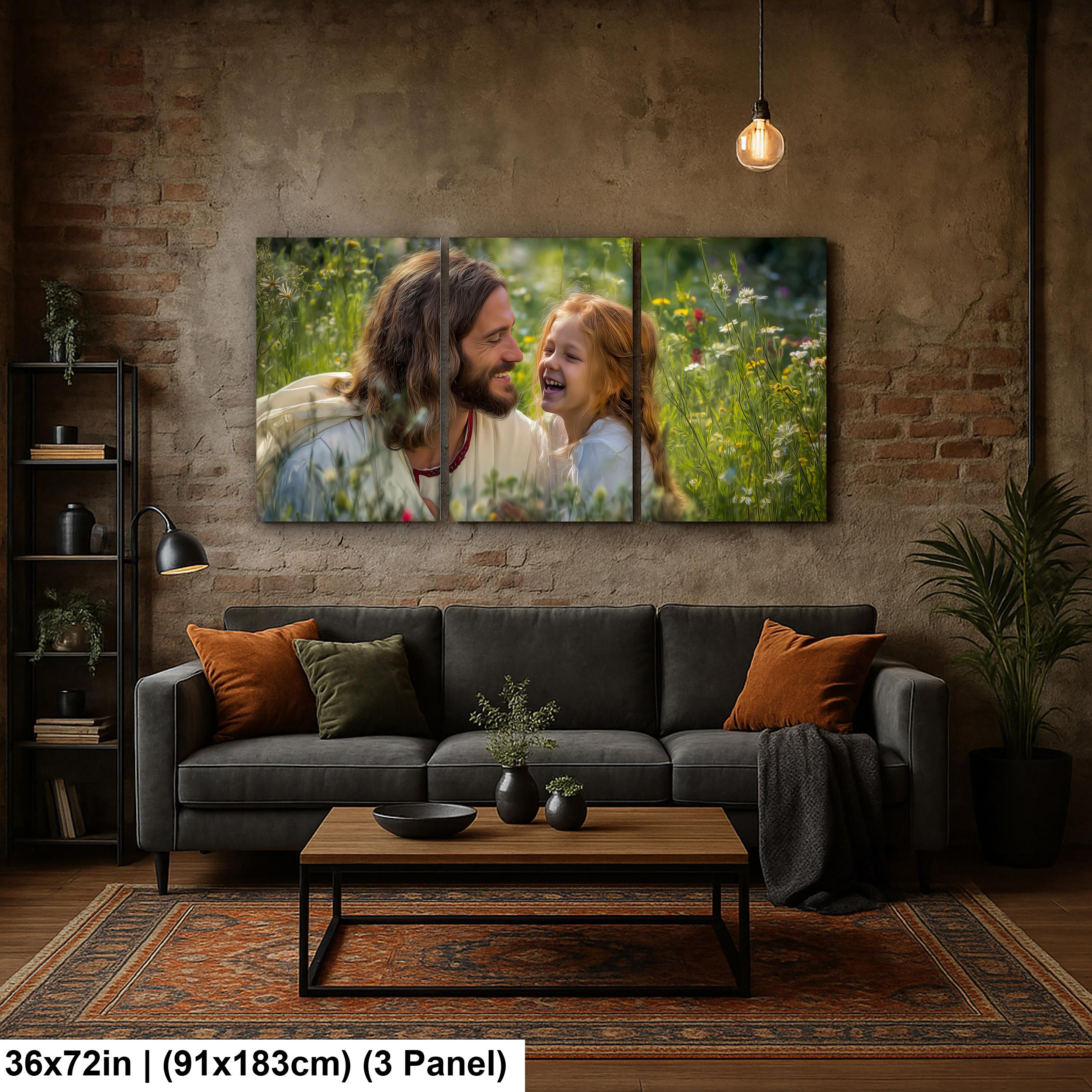 Christian Religious Wall Art – Jesus and Children Painting | Blessed Little Children Art