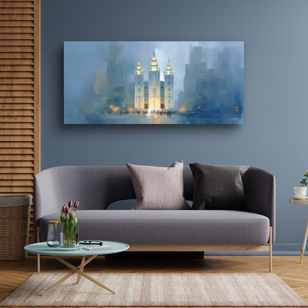 Salt Lake Temple Painting – Textured Religious Canvas for Mormon Home Decor