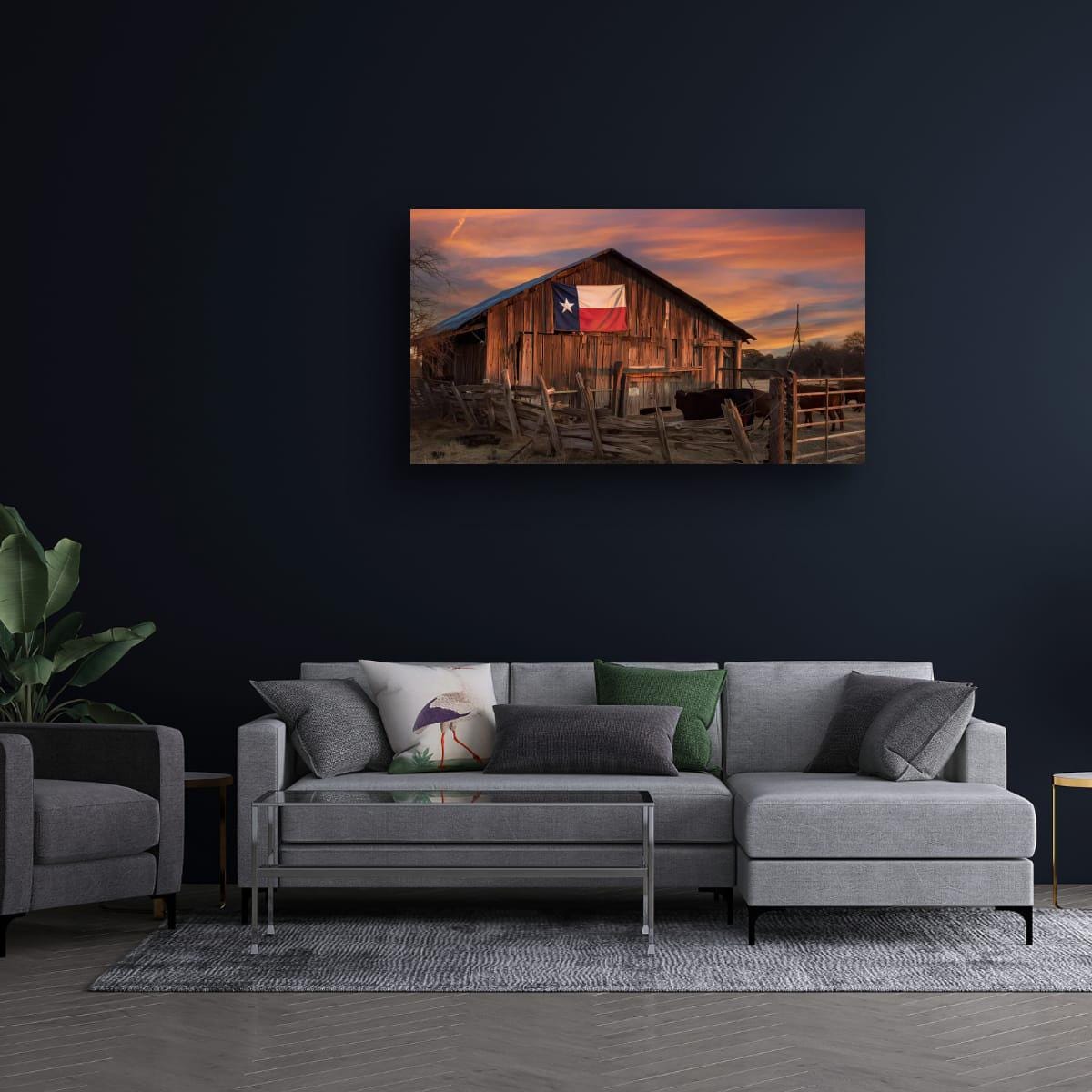Rustic Texas Barn | Western Home Decor - Sun Bleached Wood & Texas Flag Art