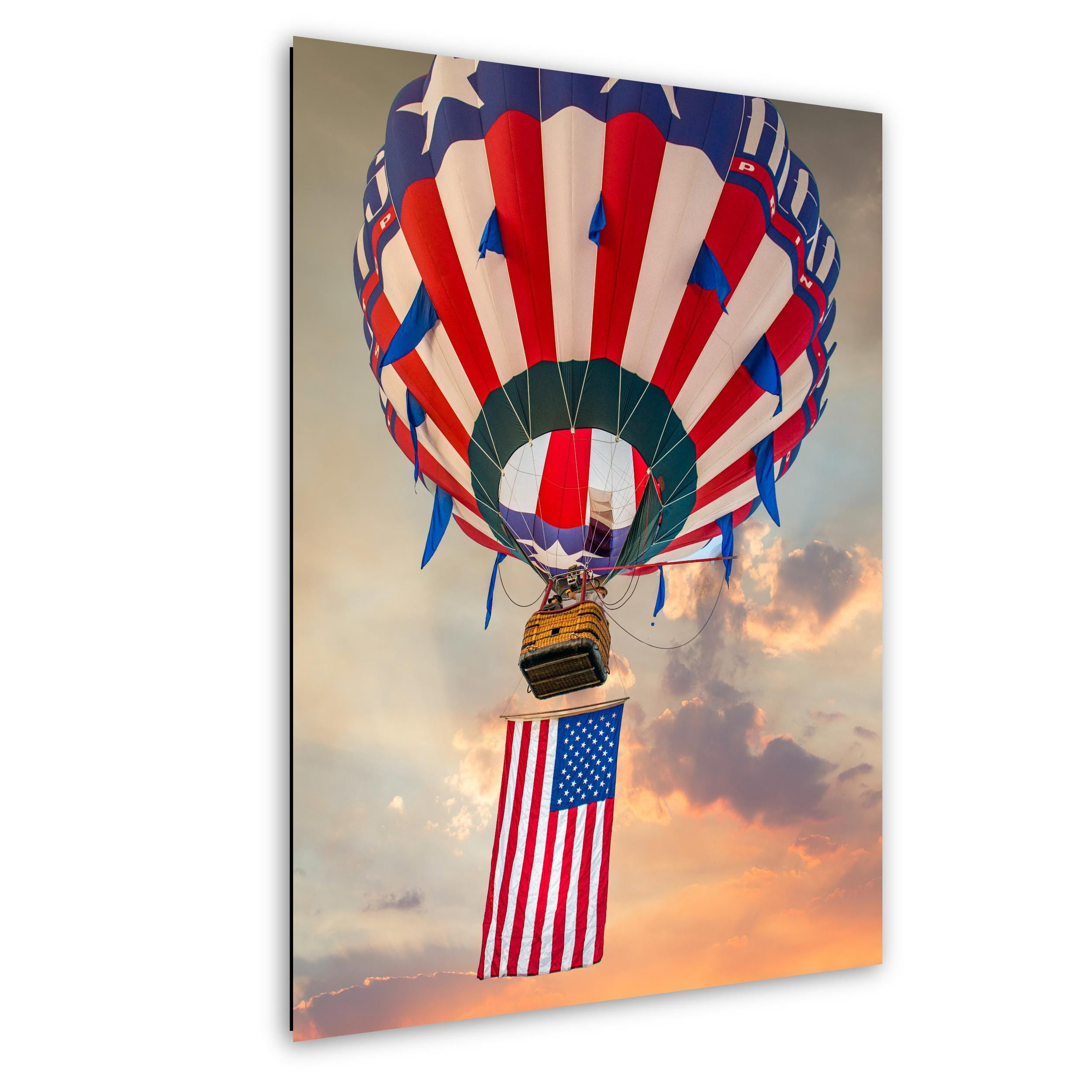 Patriotic Hot Air Balloon Independence Day Wall Art - Colorful Balloon Artwork Print