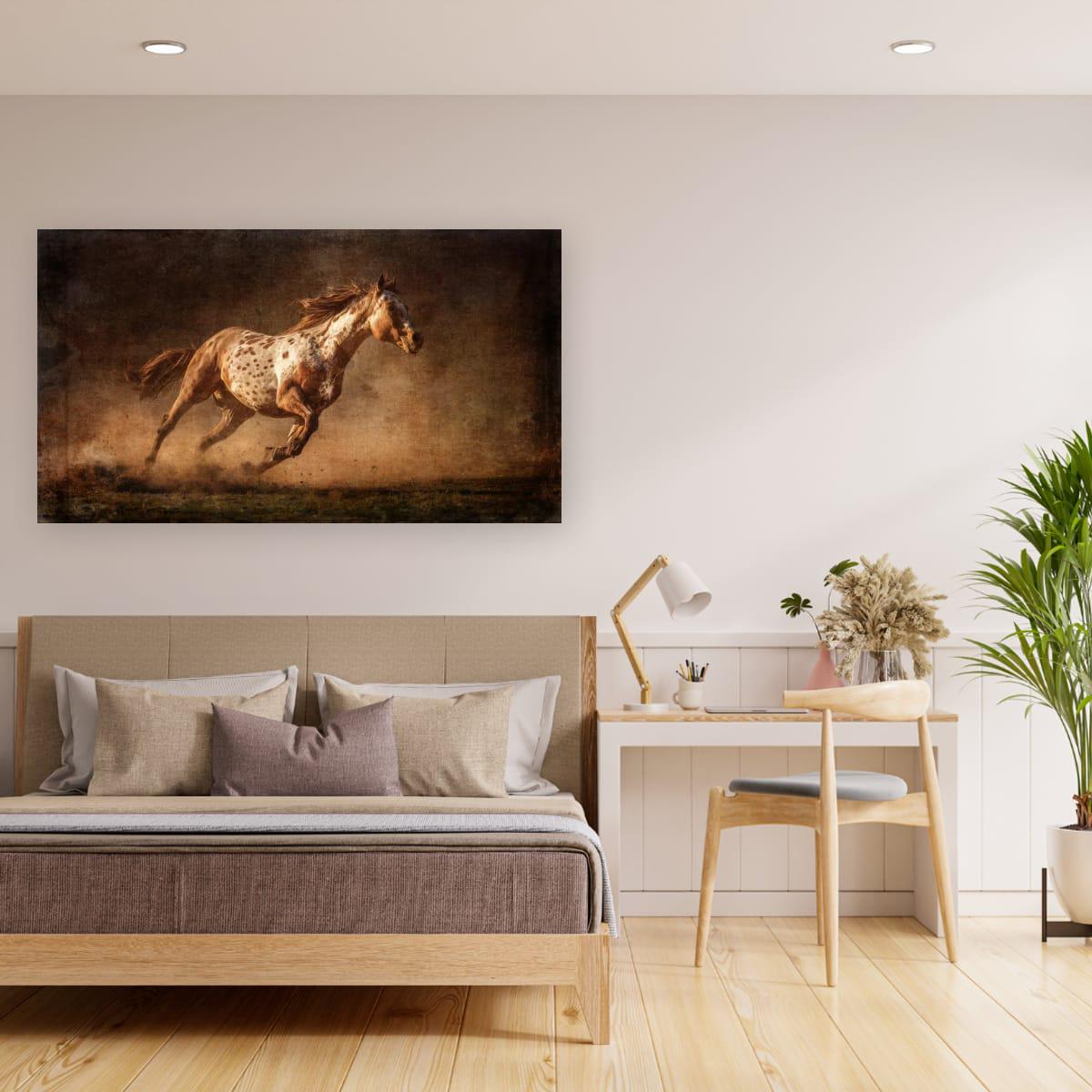 Palomino Art Print - Rustic Western Wall Art | Sunset Horse Painting Decor