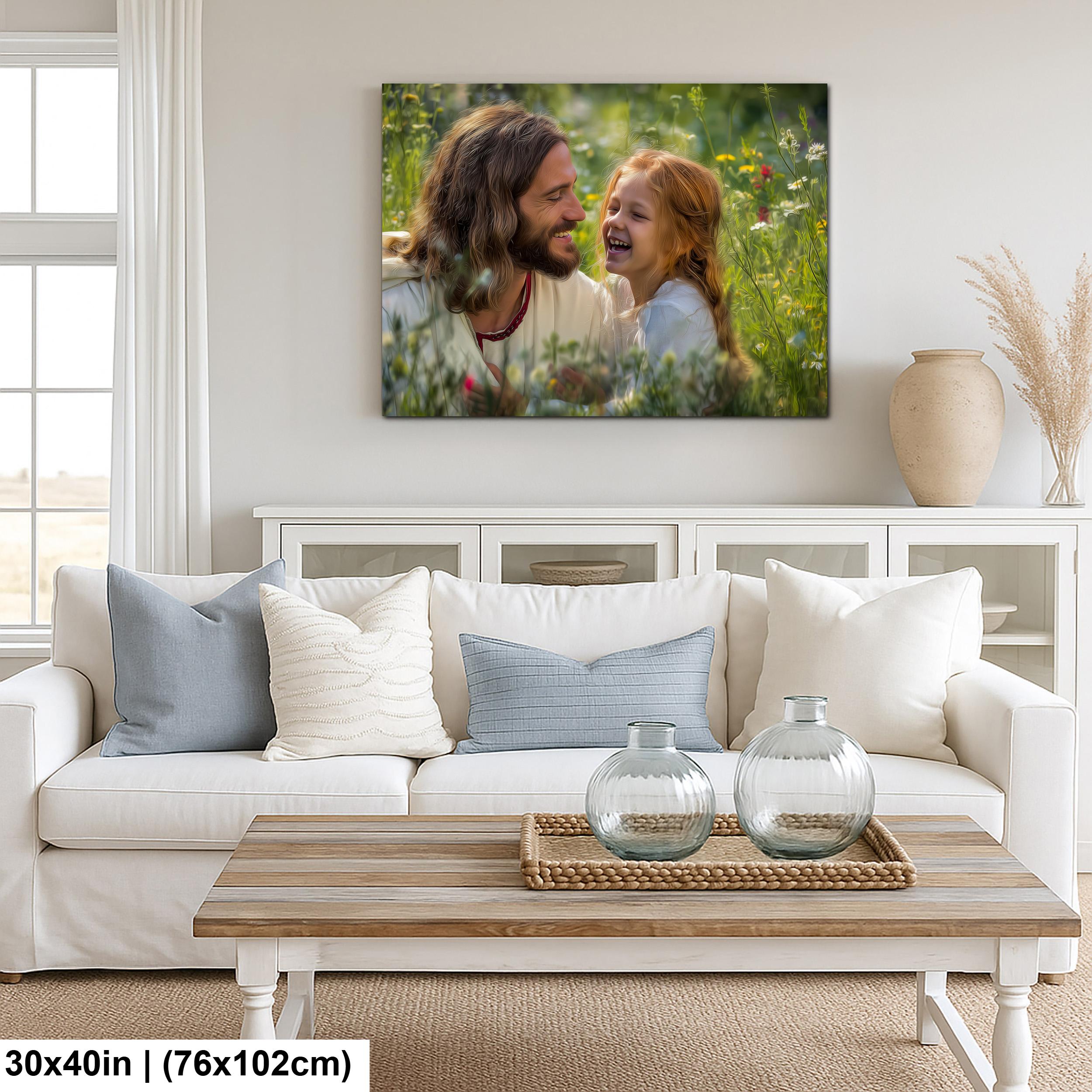 Christian Religious Wall Art – Jesus and Children Painting | Blessed Little Children Art