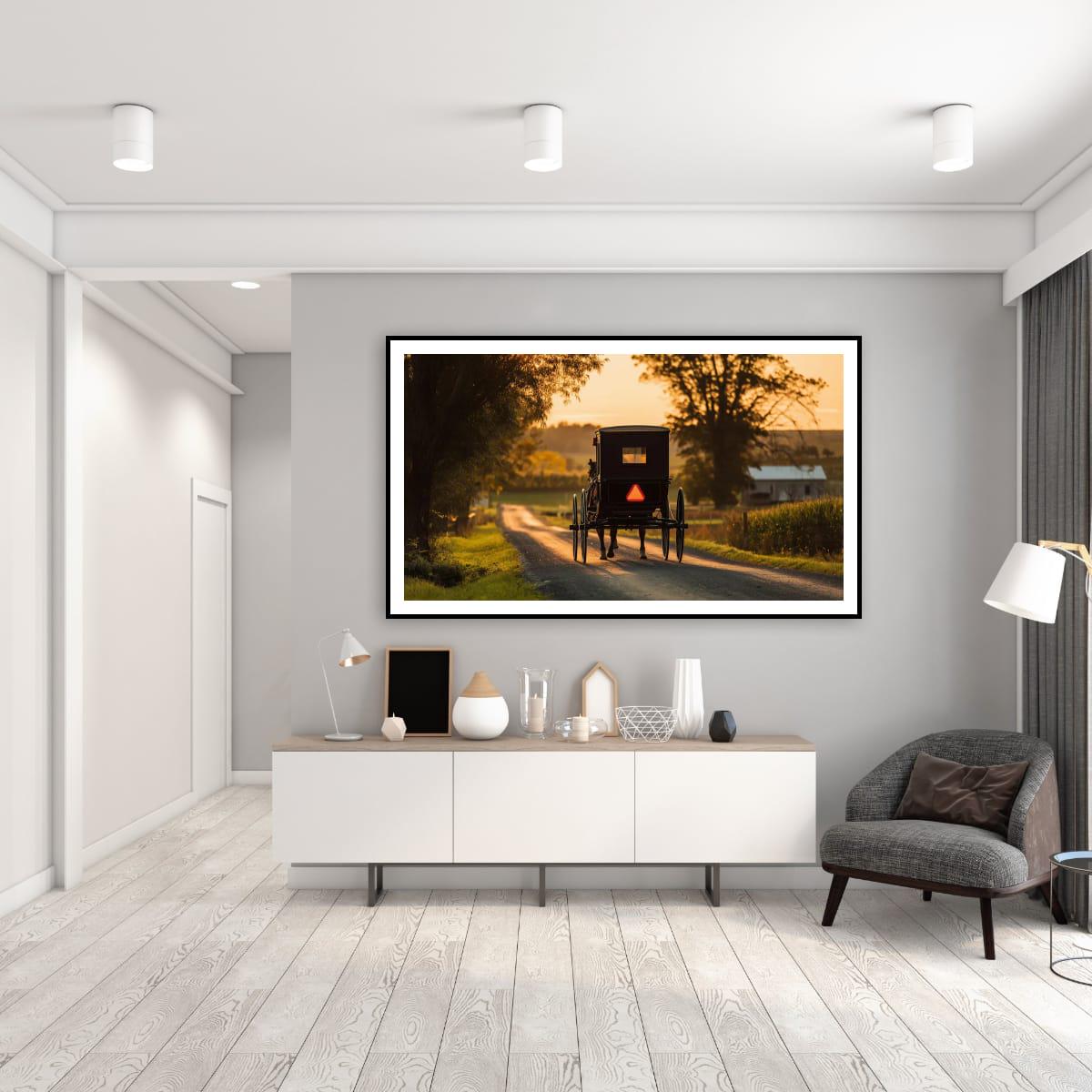 Americana Art Print – Amish Buggy Art | Rustic Country Home Decor Sunset
