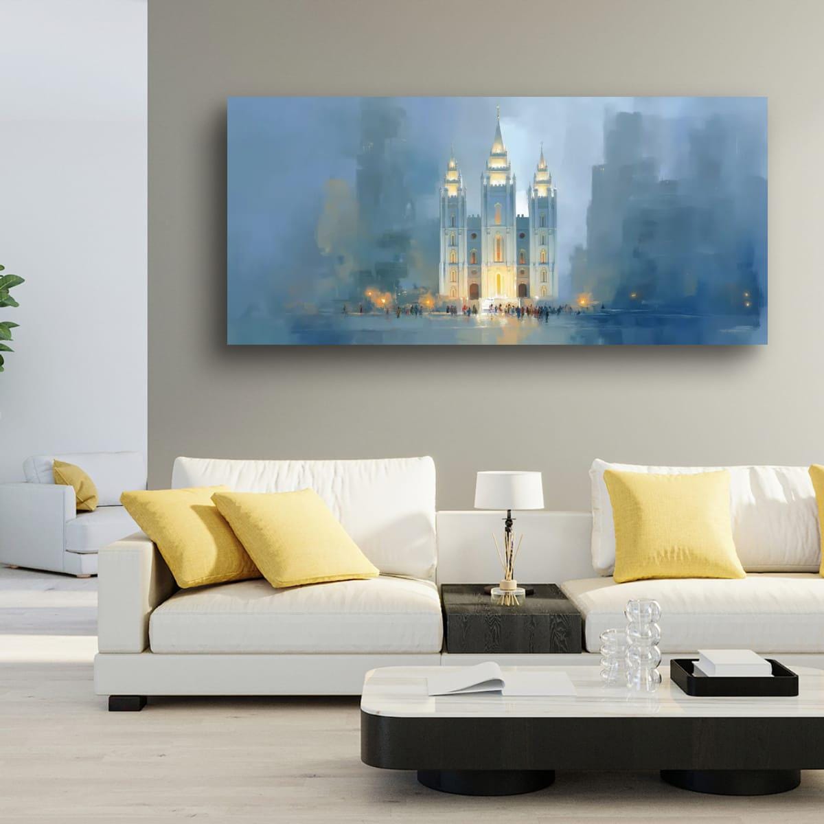 Salt Lake Temple Painting – Textured Religious Canvas for Mormon Home Decor