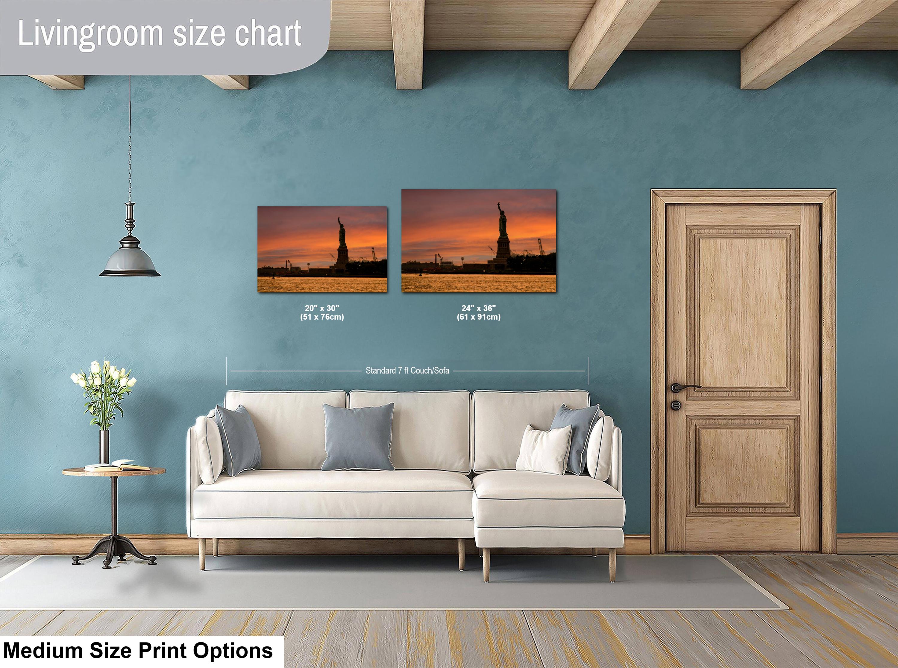 Statue of Liberty Print – NYC Skyline Art With Vibrant Sunset Cityscape