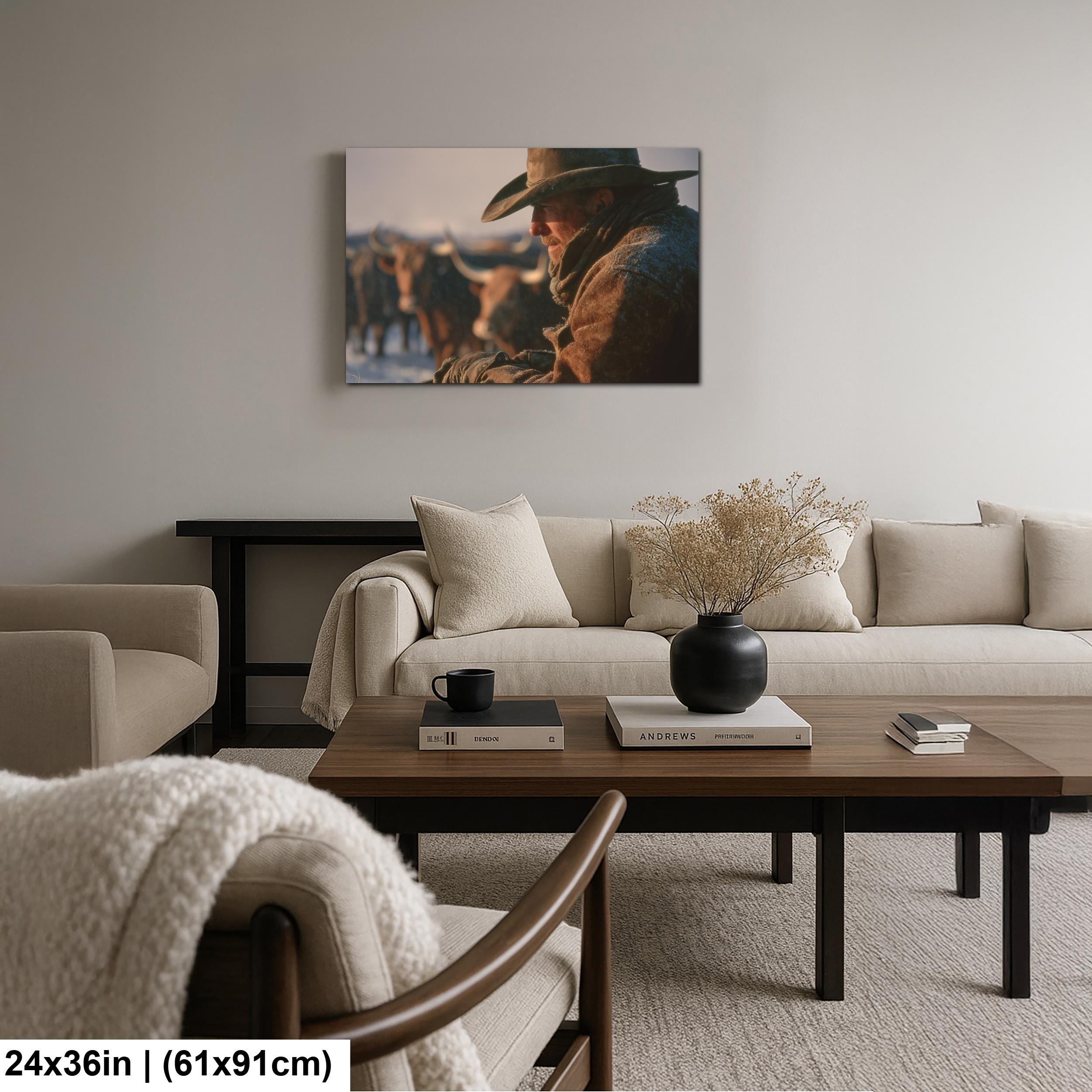 Cowboy Art Print – Rustic Texas Cattle | Western Ranch Wall Art Poster