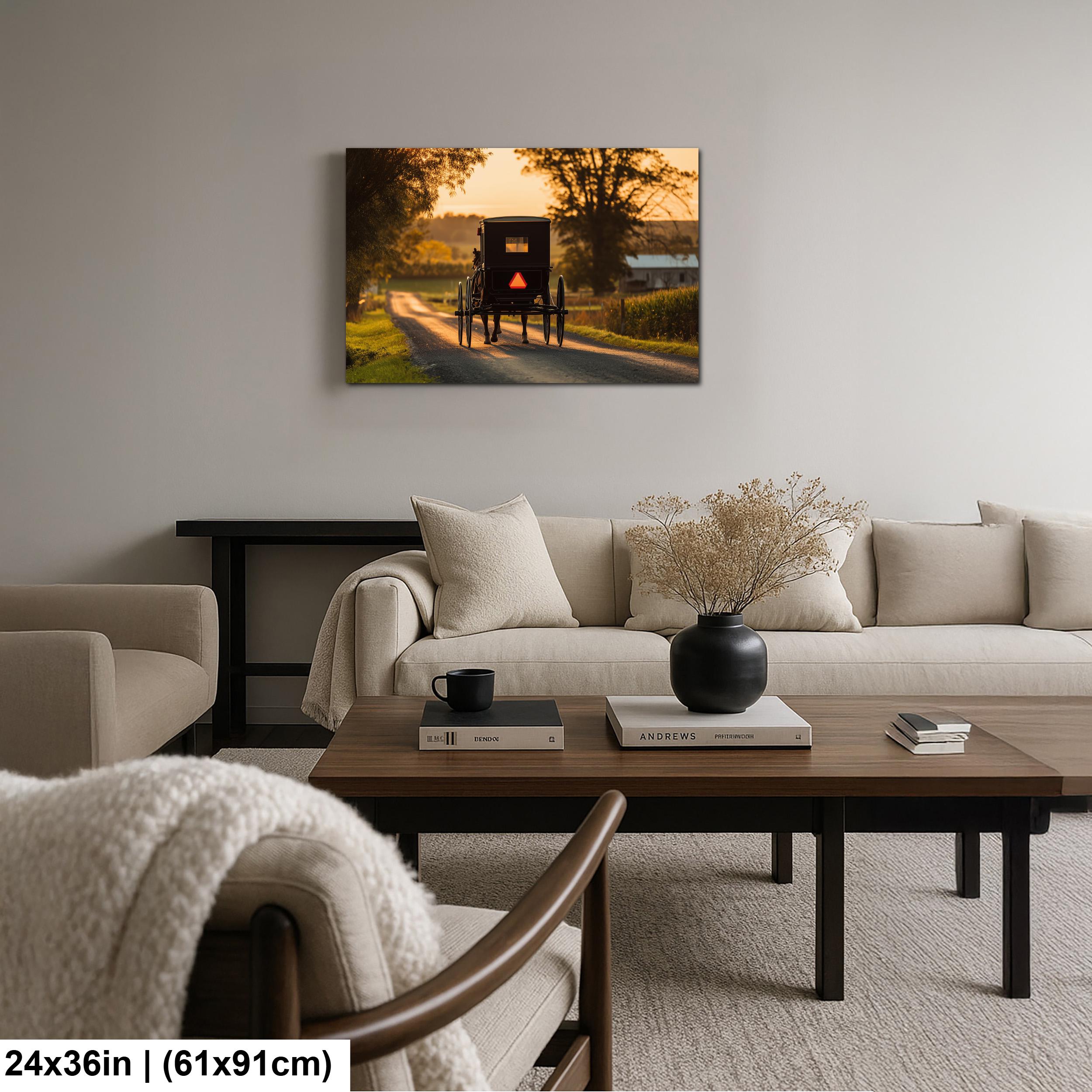 Americana Art Print – Amish Buggy Art | Rustic Country Home Decor Sunset