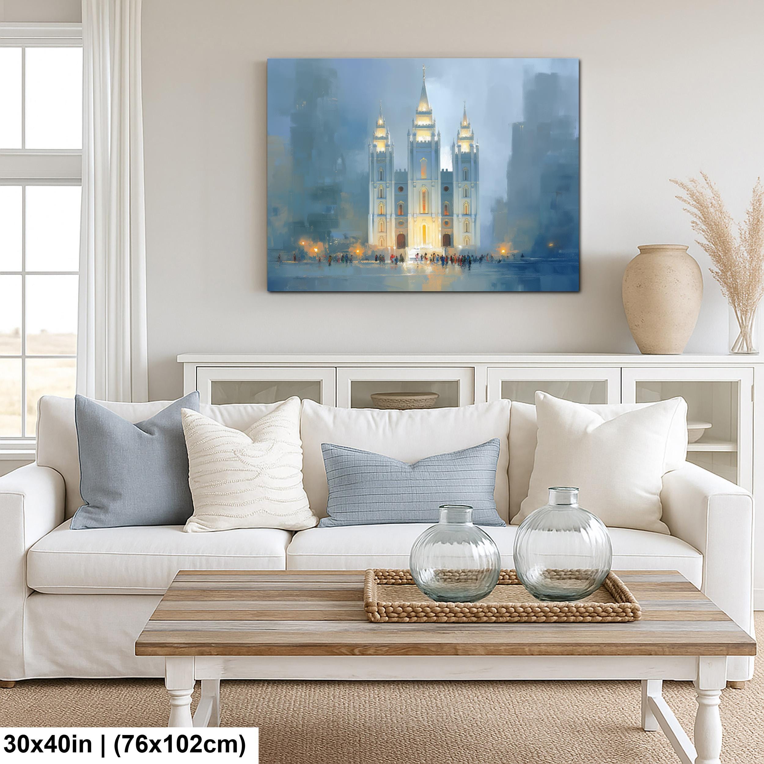 Salt Lake Temple Painting – Textured Religious Canvas for Mormon Home Decor