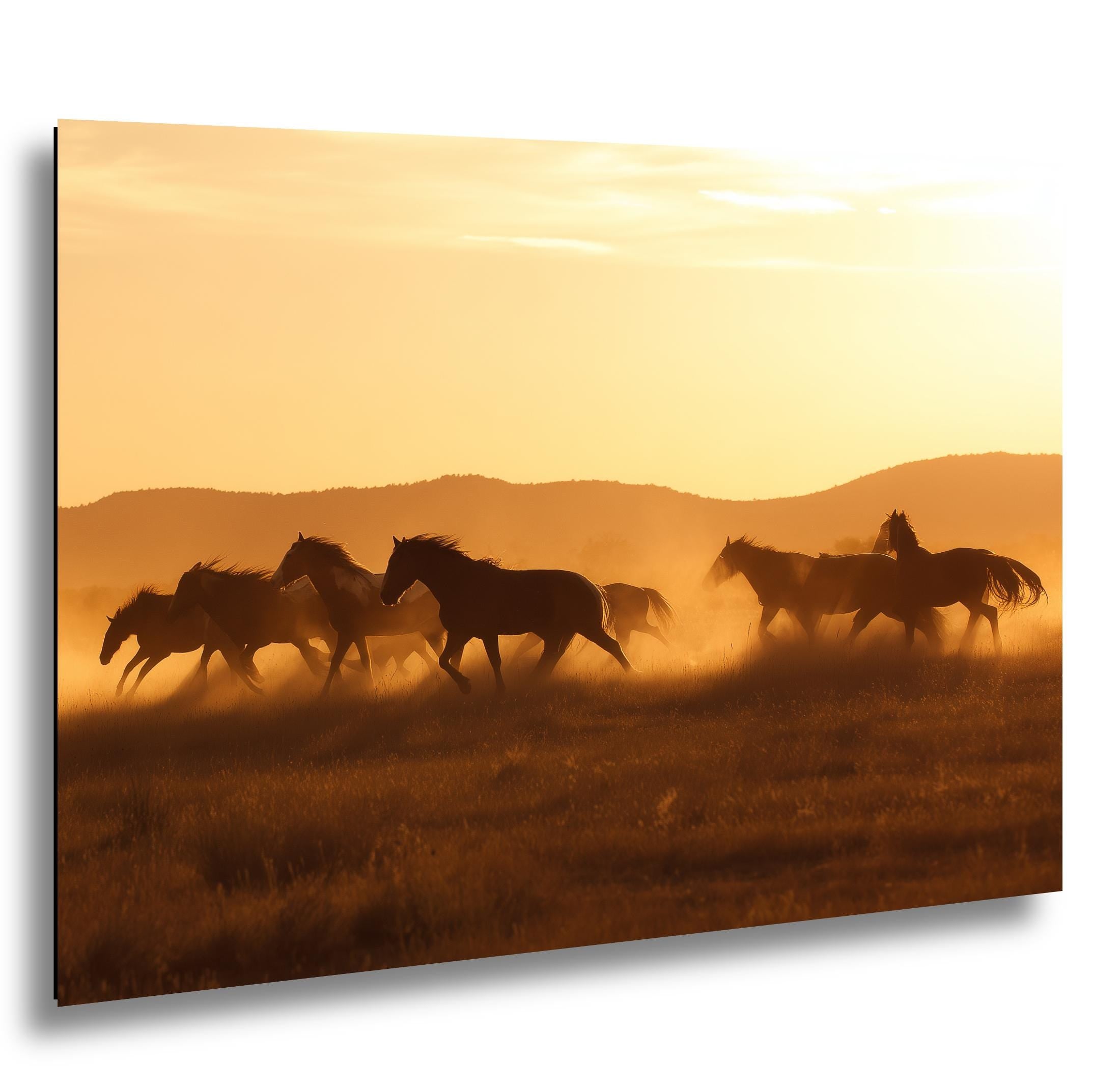 Wild Horses Art Print – Rustic Western Wall Art With Sunset Horse Scene