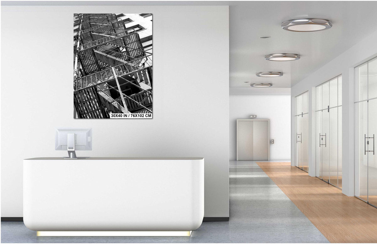 NYC Fire Escape Photo - Urban Cityscape Art | Moody Industrial Wall Decor Print