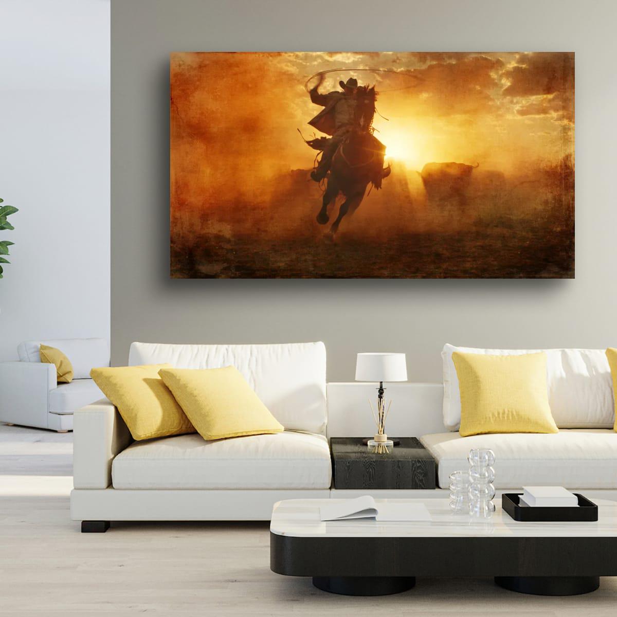 Cowboy Art Print Featuring Rustic Western Style | Texas Ranch Wall Art Decor