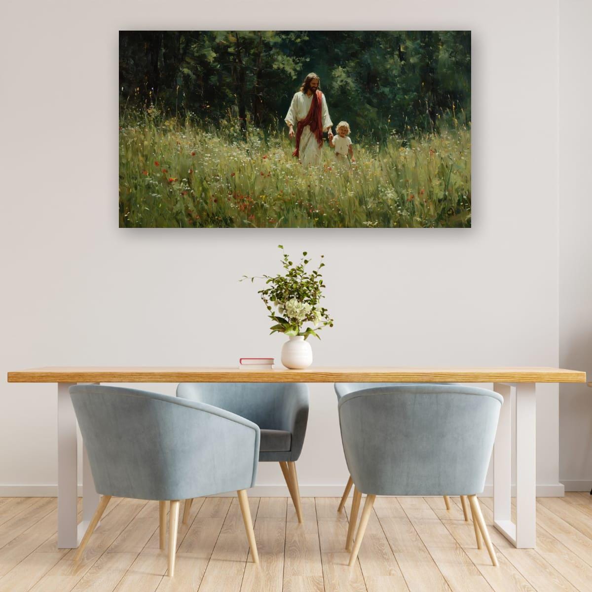 Christian Religious Wall Art – Jesus and Child Painting | Blessed Children Art Print