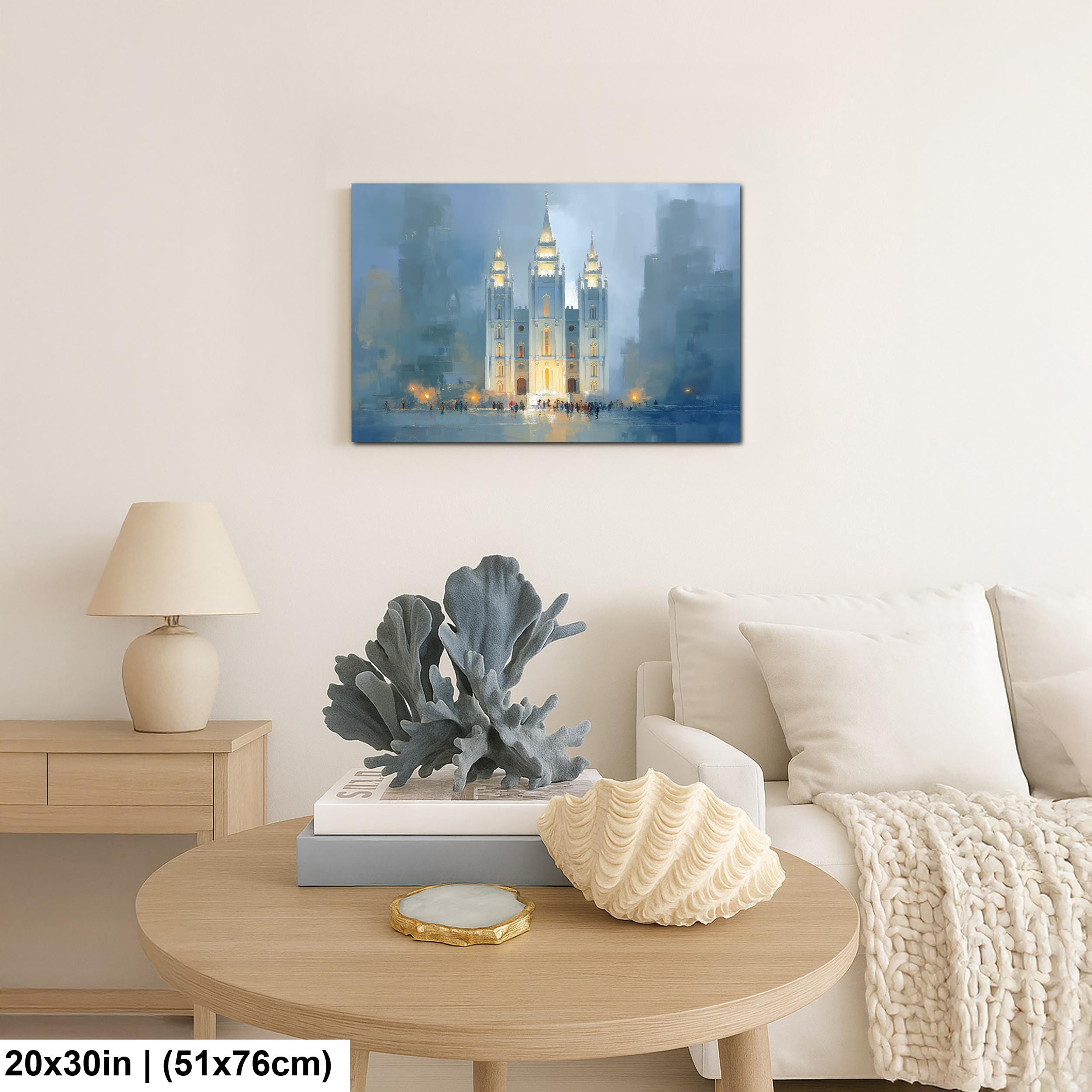 Salt Lake Temple Painting – Textured Religious Canvas for Mormon Home Decor