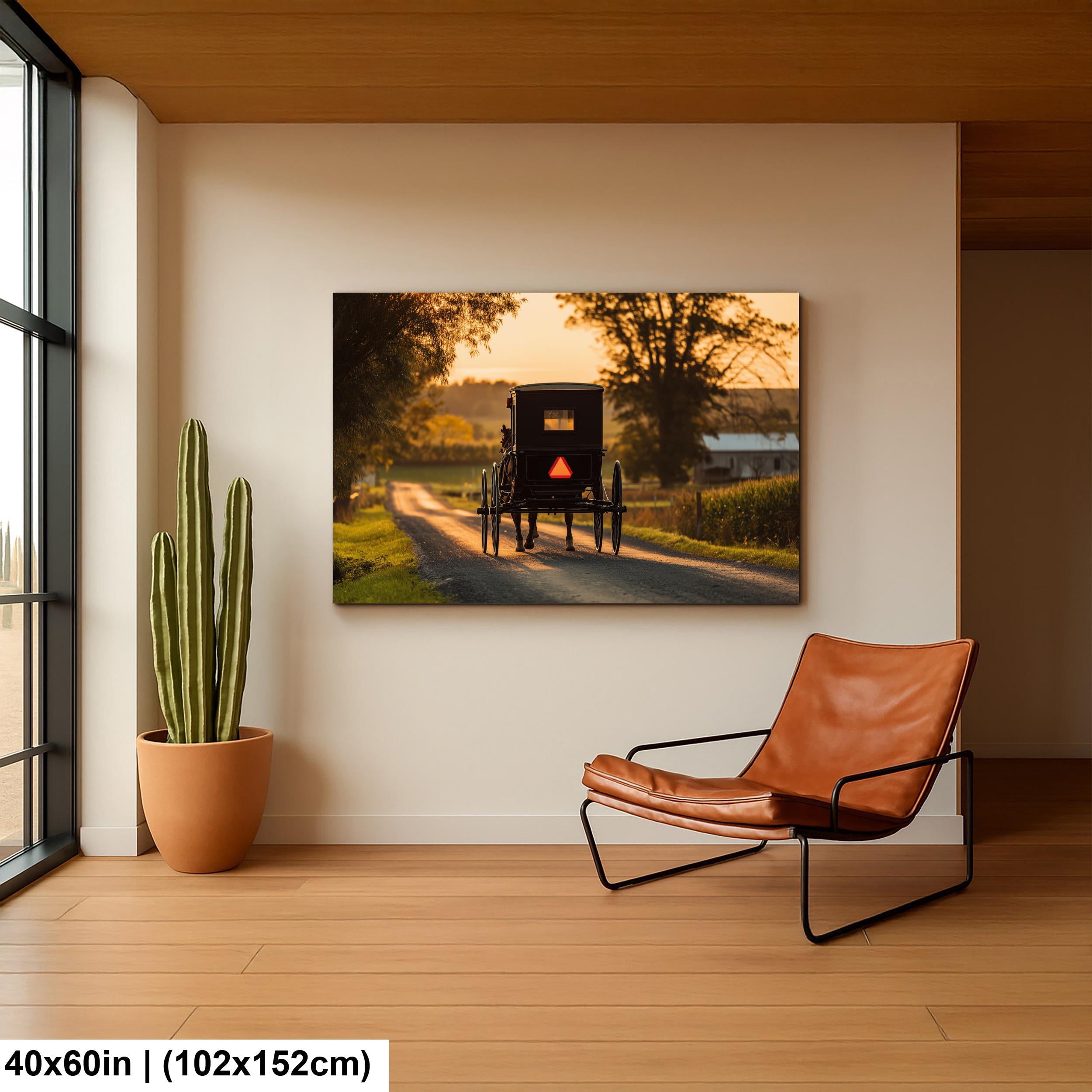 Americana Art Print – Amish Buggy Art | Rustic Country Home Decor Sunset