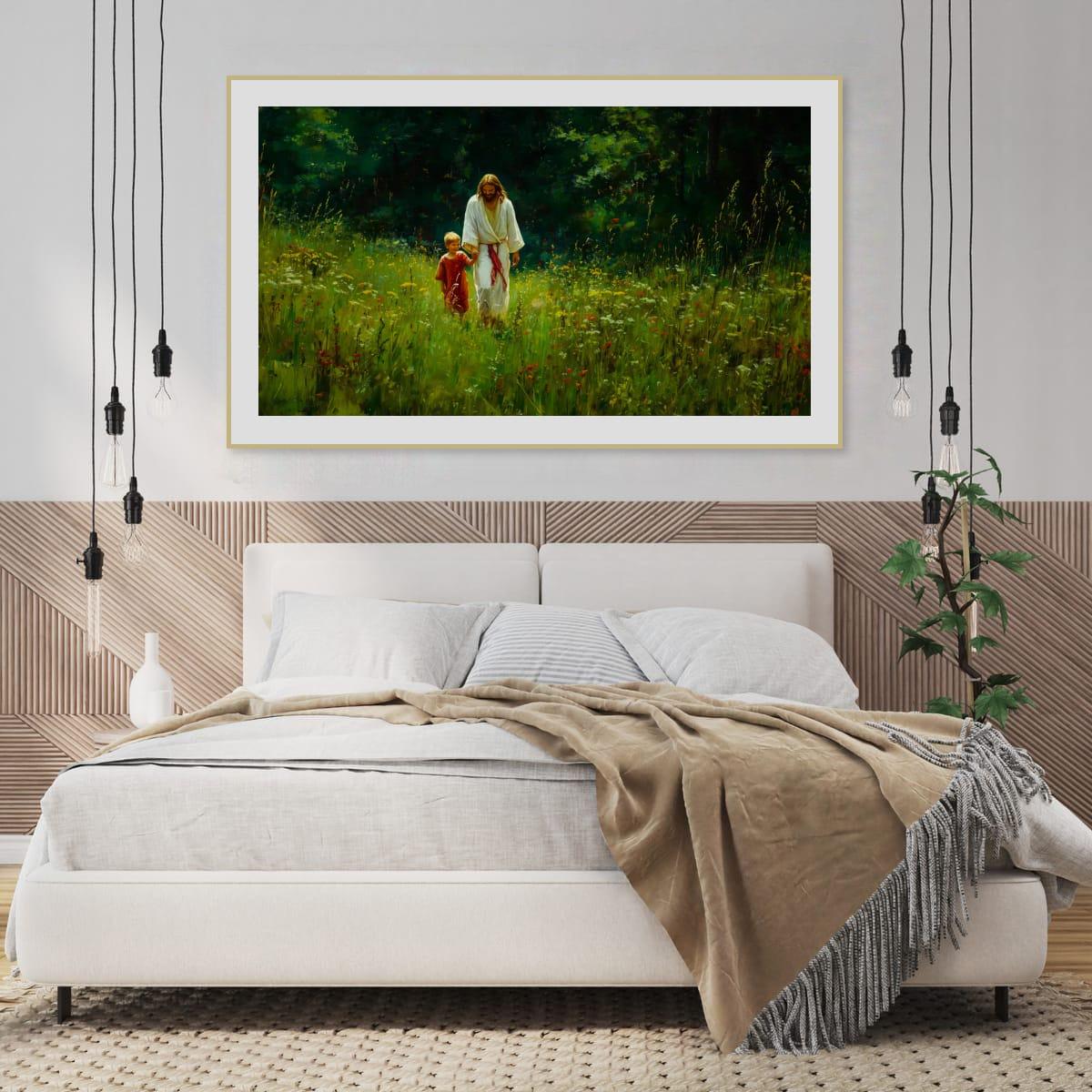 Christian Religious Art – Jesus and Child Painting | Blessed Children Wall Decor