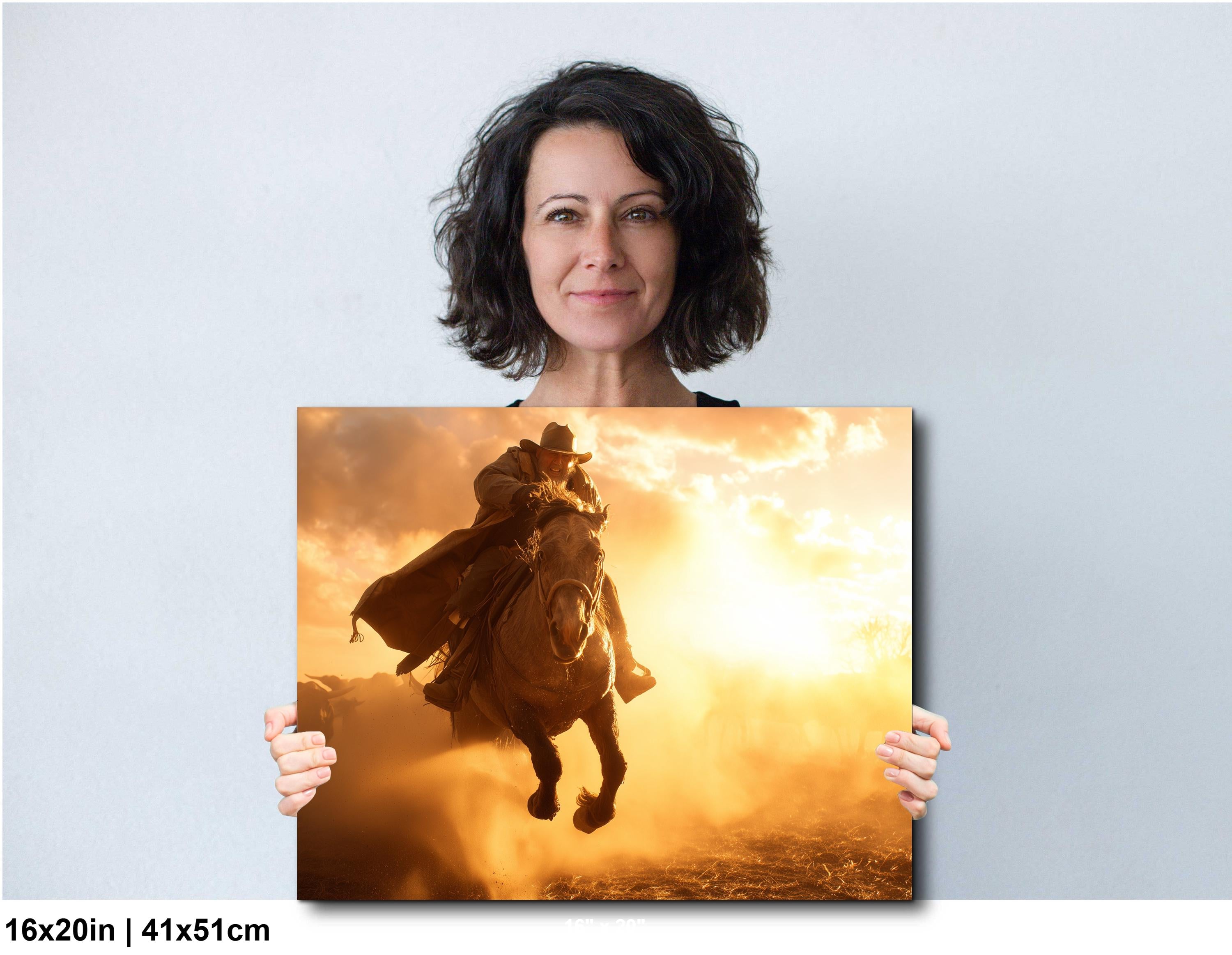 Cowboy Art Print | Winter Cattle Drive – Rustic Ranch Decor & Western Wall Hanging