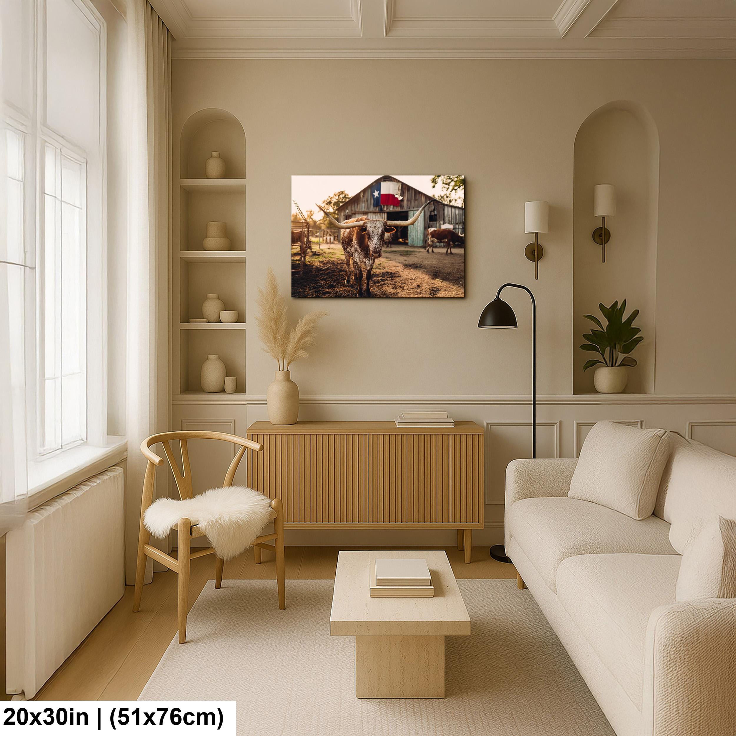 Longhorn Cattle Painting – Rustic Wall Art | Textured Texas Longhorn Canvas