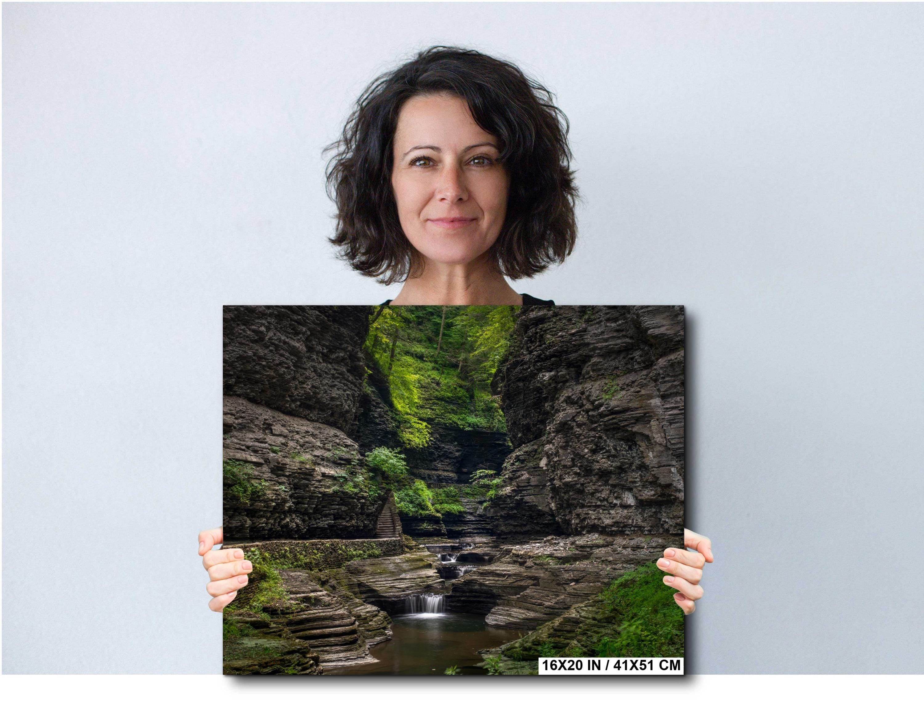 Waterfall Wall Art – Watkins Glen Scenic Nature Photo Print | Modern Landscape Decor