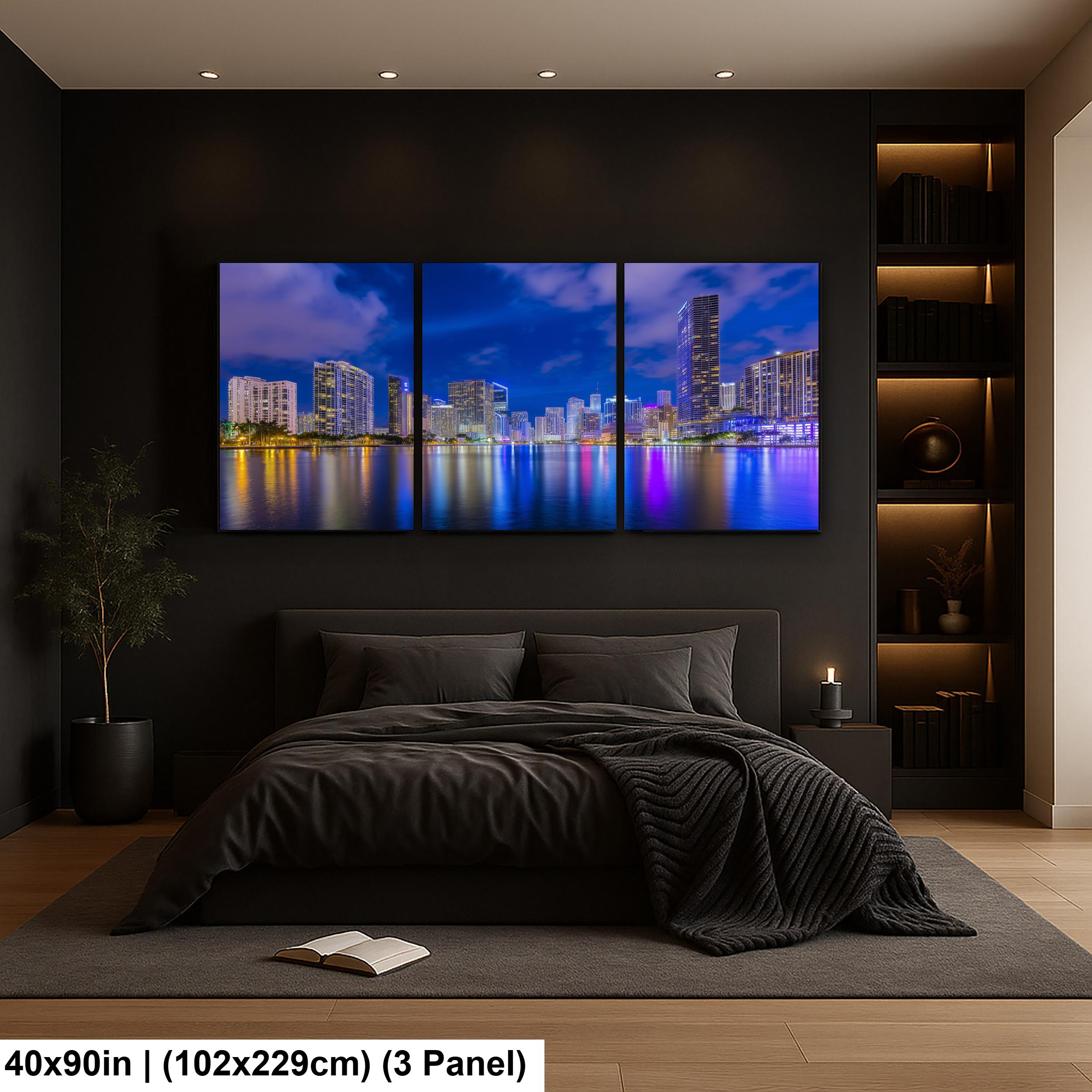Miami Skyline Art - Dynamic Urban Night Scene | Modern Cityscape Wall Art Print