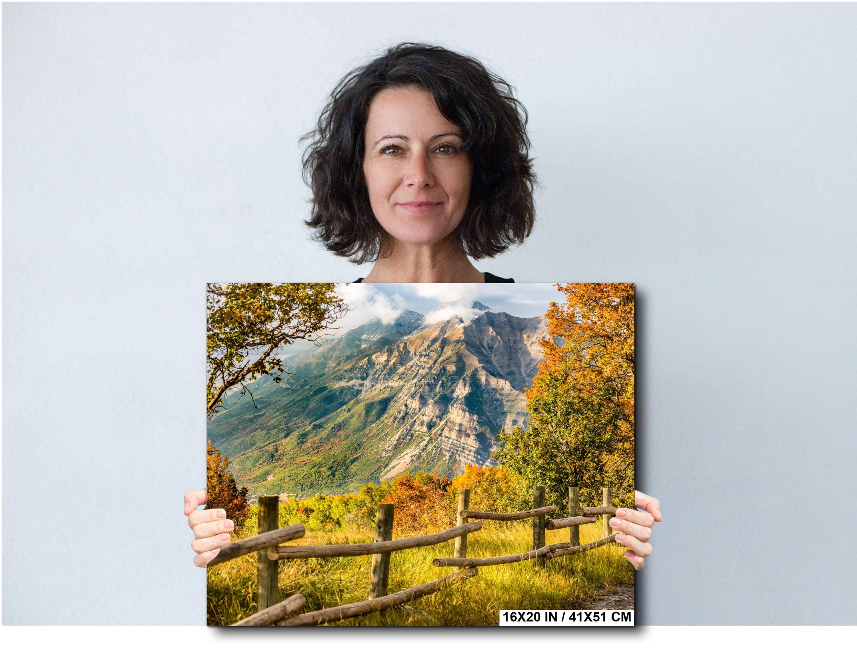Autumn Mountain Landscape Print - Wasatch Mountains Art | Vibrant Leaf Artwork