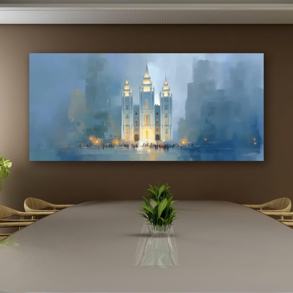 Salt Lake Temple Painting – Textured Religious Canvas for Mormon Home Decor