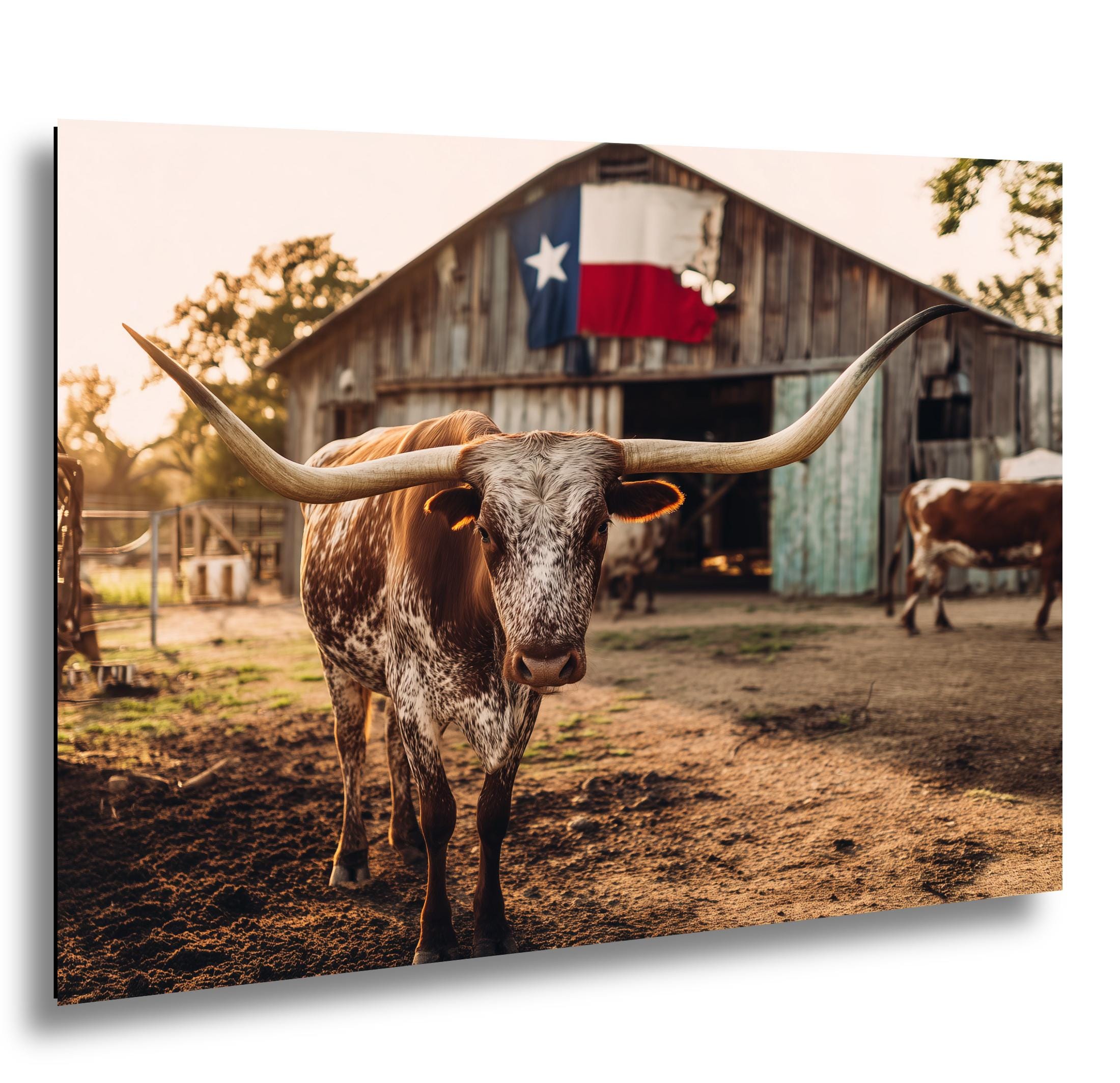 Longhorn Cattle Painting – Rustic Wall Art | Textured Texas Longhorn Canvas