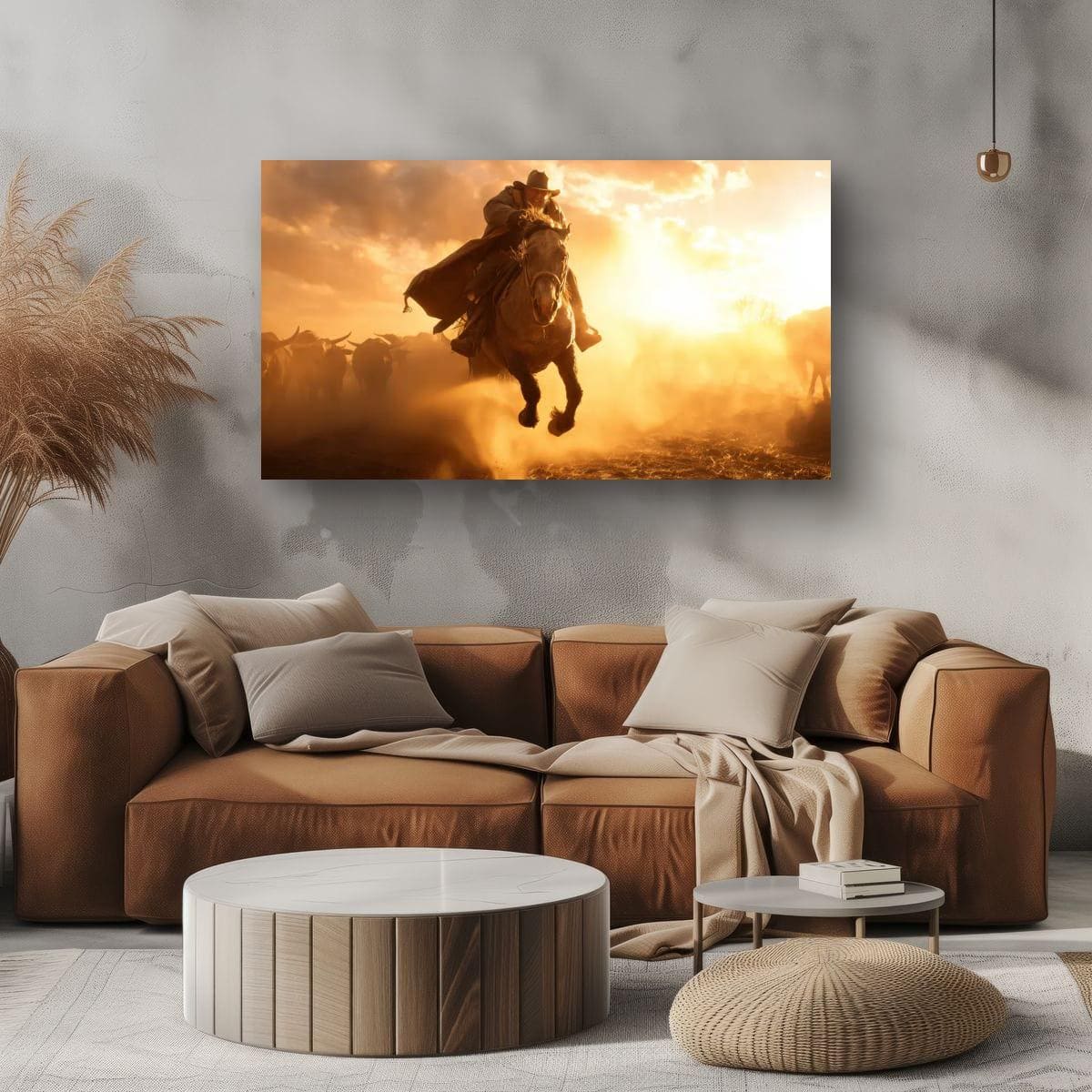 Cowboy Art Print | Winter Cattle Drive – Rustic Ranch Decor & Western Wall Hanging