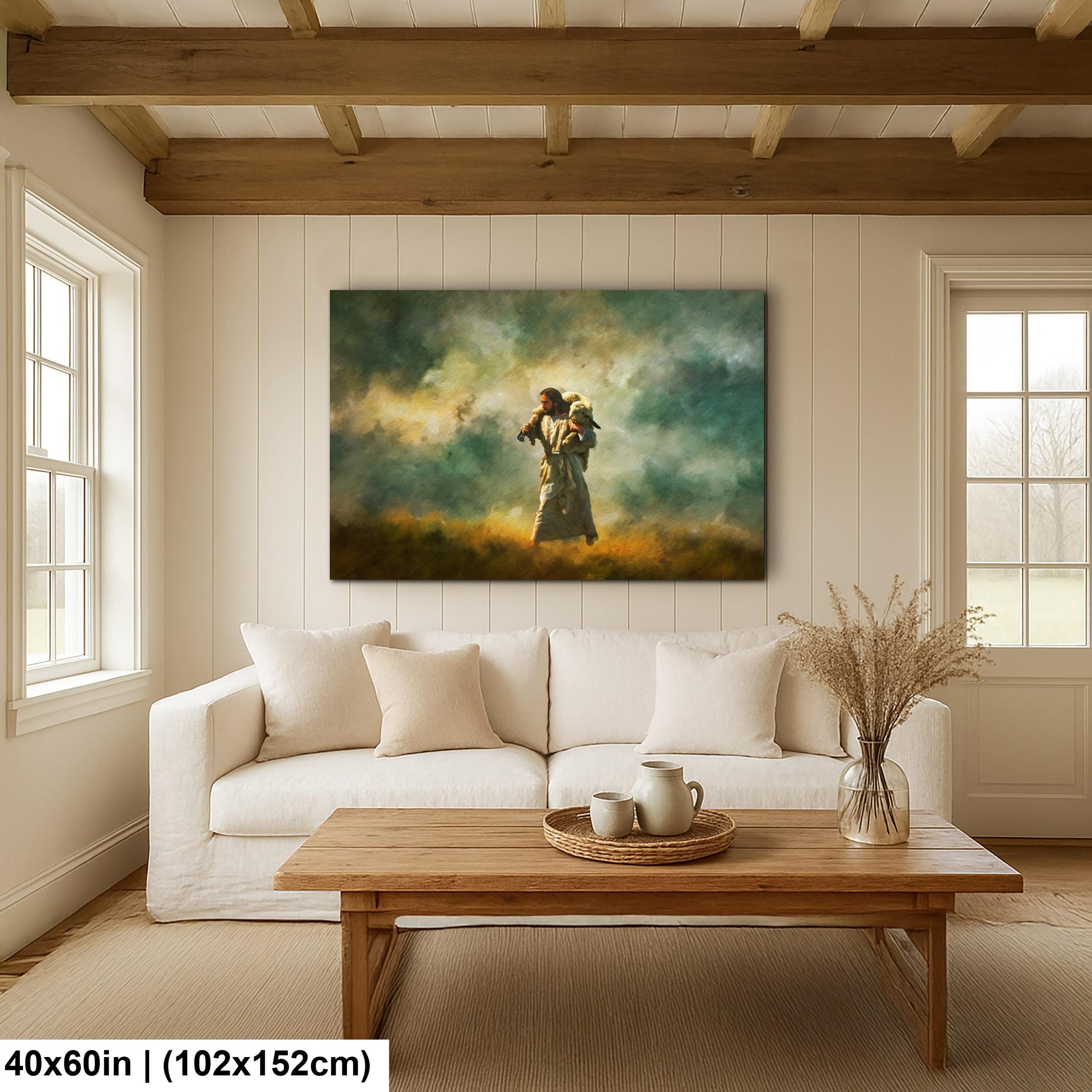 Christian Art Print – Jesus and Lamb Religious Wall Decor | Faith Inspired Art