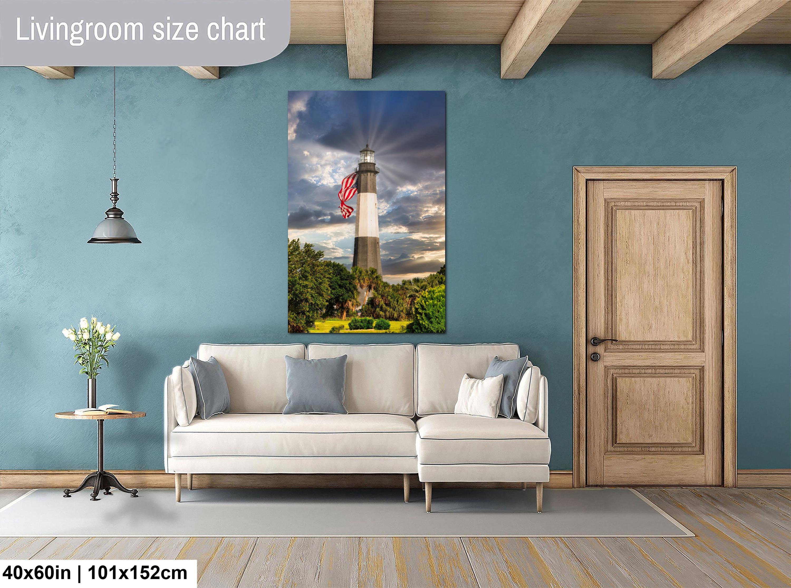 Tybee Island Lighthouse Print - Patriotic Coastal Wall Art With American Flag