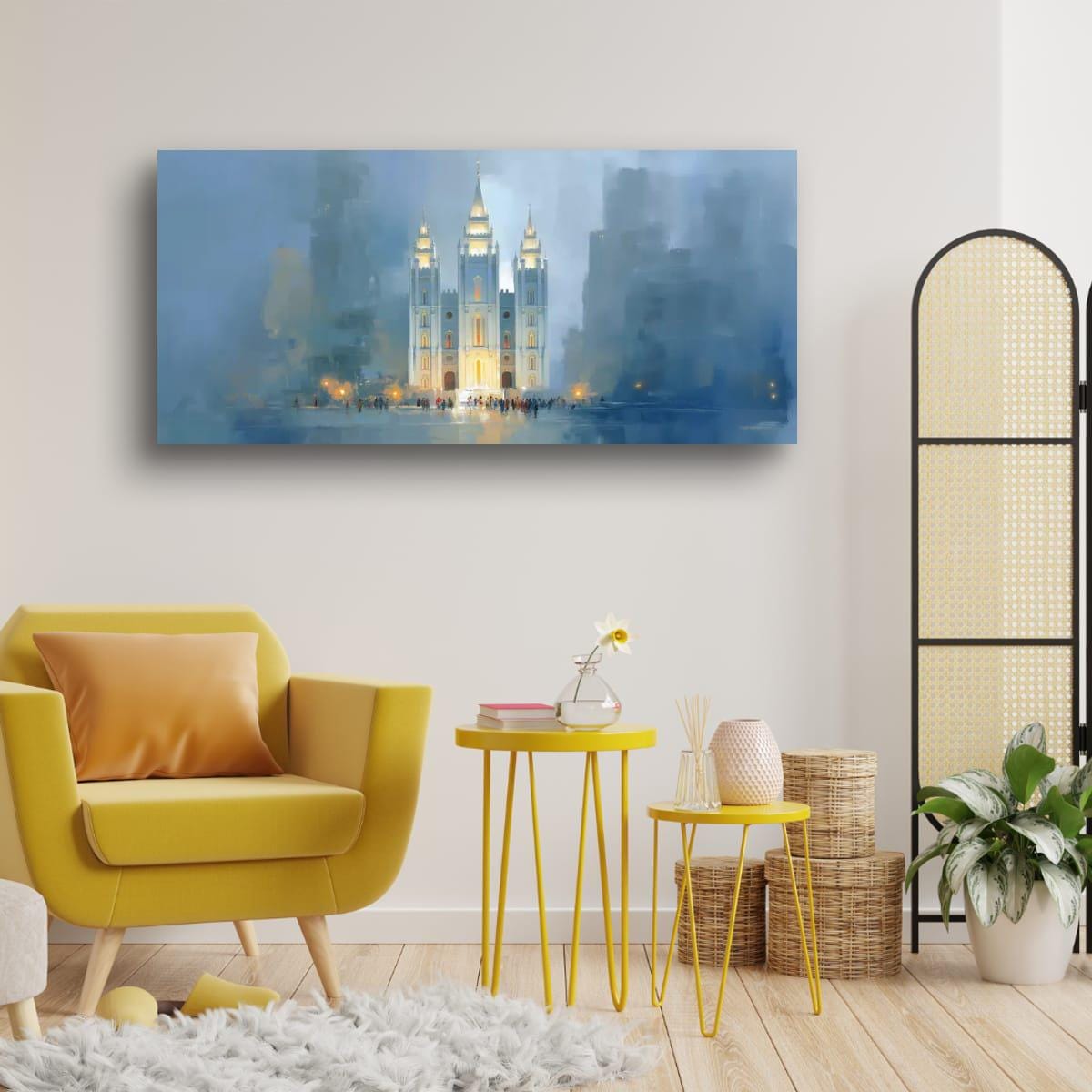 Salt Lake Temple Painting – Textured Religious Canvas for Mormon Home Decor